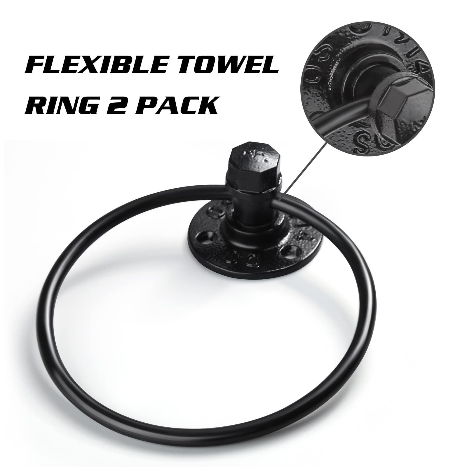 13-Pieces Towel Bar Set Black Bathroom Hardware Set Industrial Pipe Bath Towel Rack Accessories Kit Wall Hand Towel Bar  Toilet Paper Holder  Towel Ring  Robe Towel Hooks  Kitchen Tissue Paper Hanger