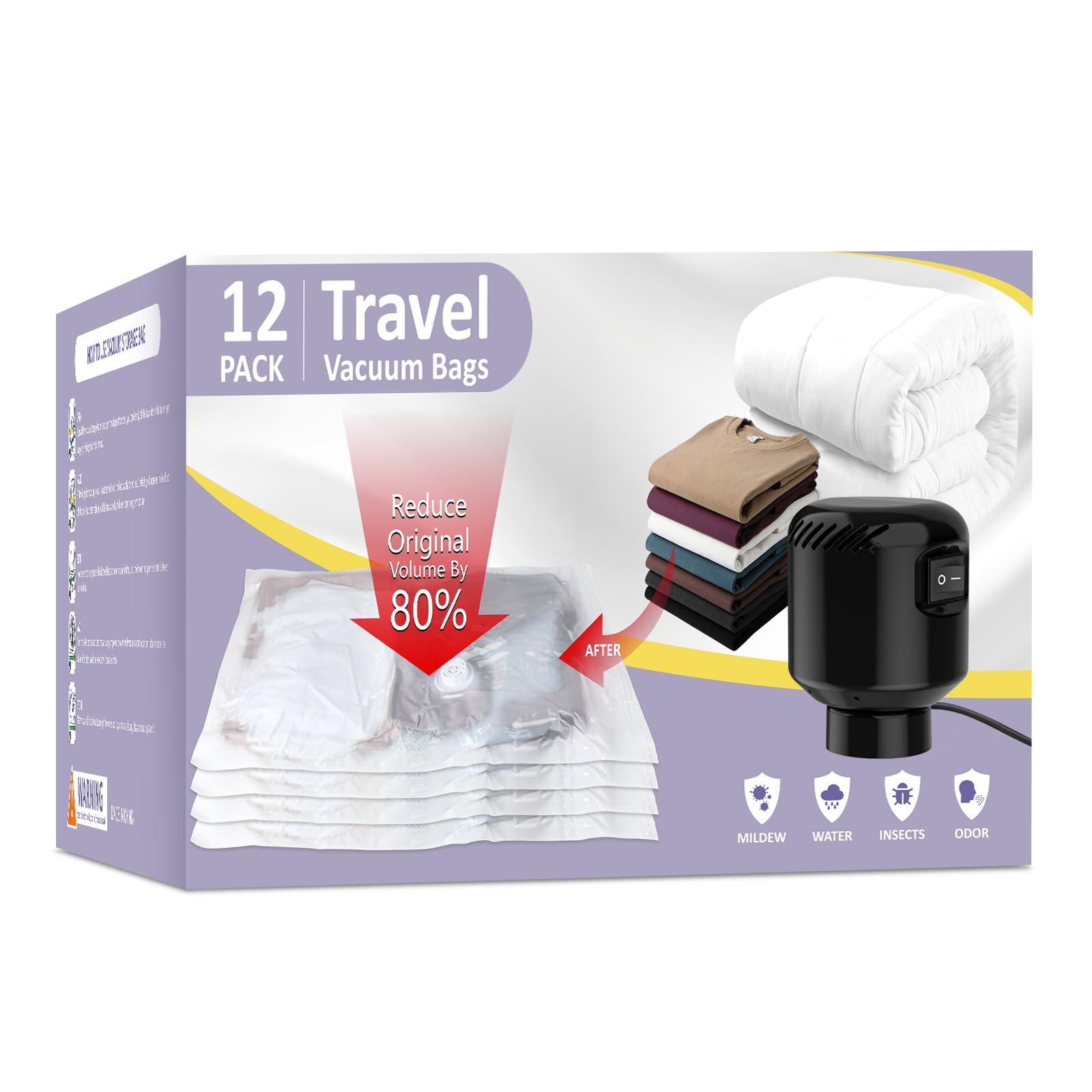 Hzd 12 Pack Vacuum Storage Bags, Space Saver Bags, Compression For Comforters And Blankets, Plush Toy, Sealer Clothes Storage (3