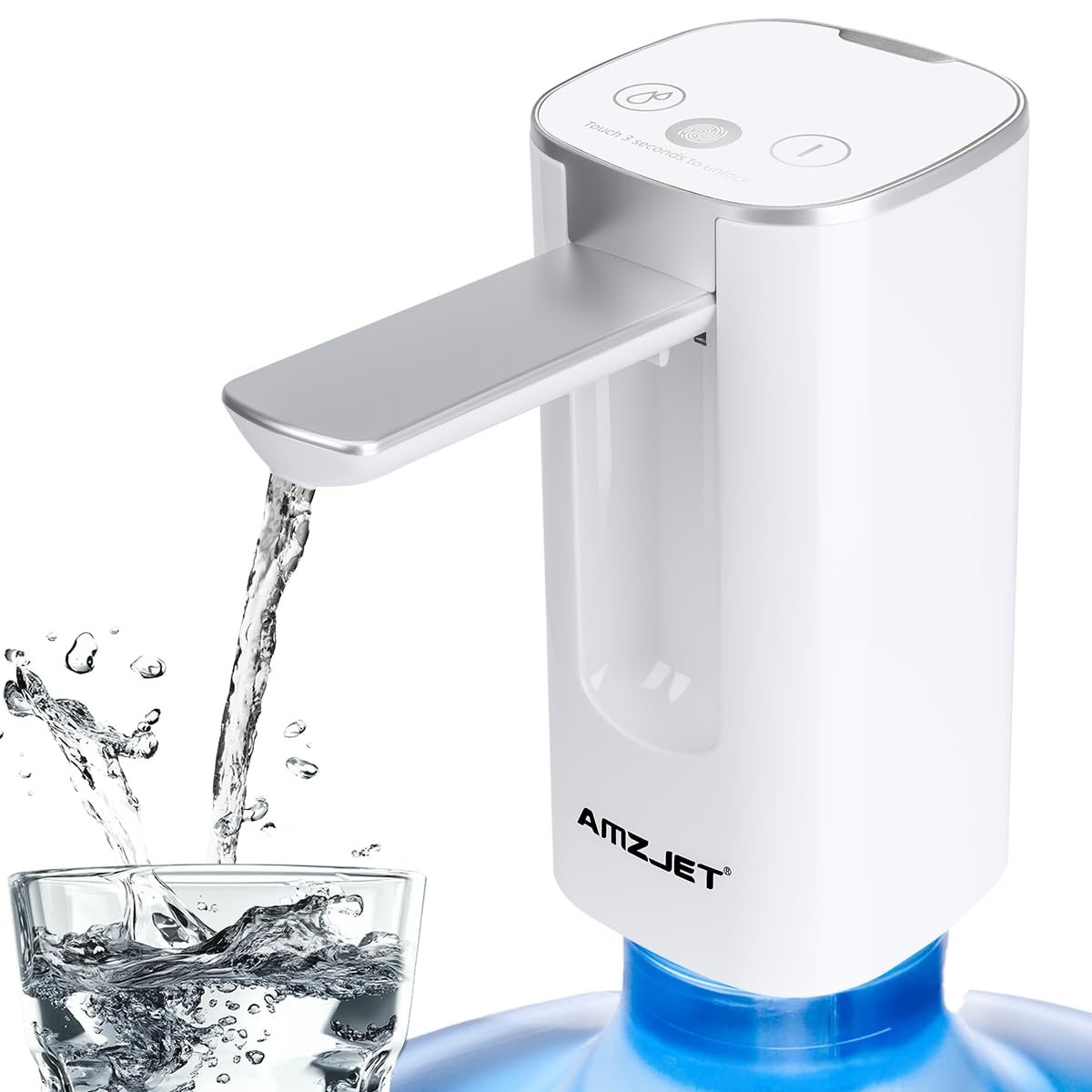 Water Dispenser for 5 Gallon Bottle with Digital Display, 4 Dispense Modes, Portable USB Charging Electric Water Pump, Foldable 