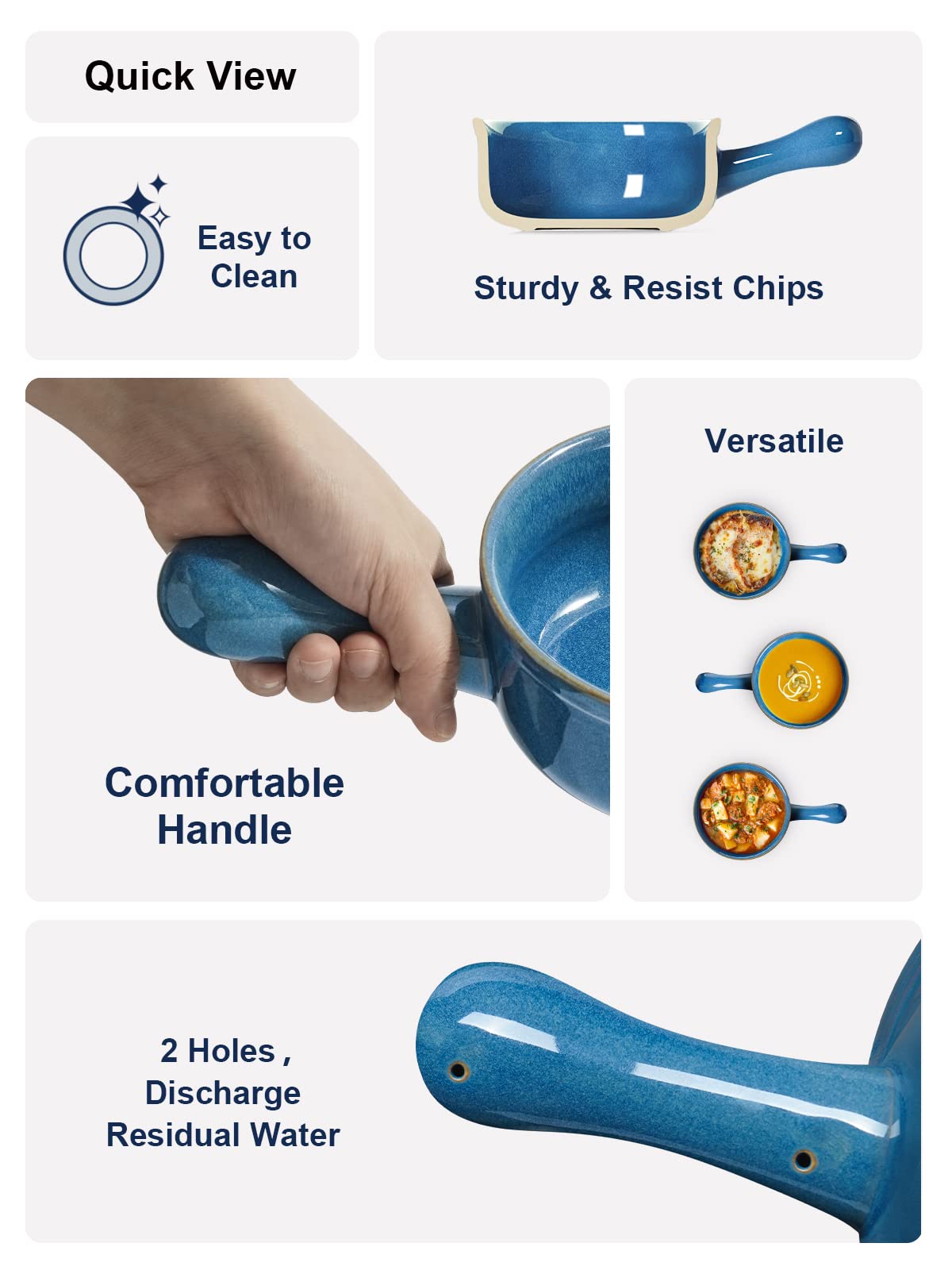 Le Tauci Soup Bowls With Handle, 15 Oz Ceramic French Onion Soup Bowls, Large Soup Crocks Oven Safe For Stew, Onion, Soup, Chill