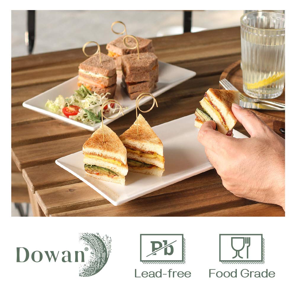 Dowan 12'' Rectangle Plates Set Of 4 - White Serving Platters For Party, Wedding, And Entertaining - Rectangular Serving Trays D