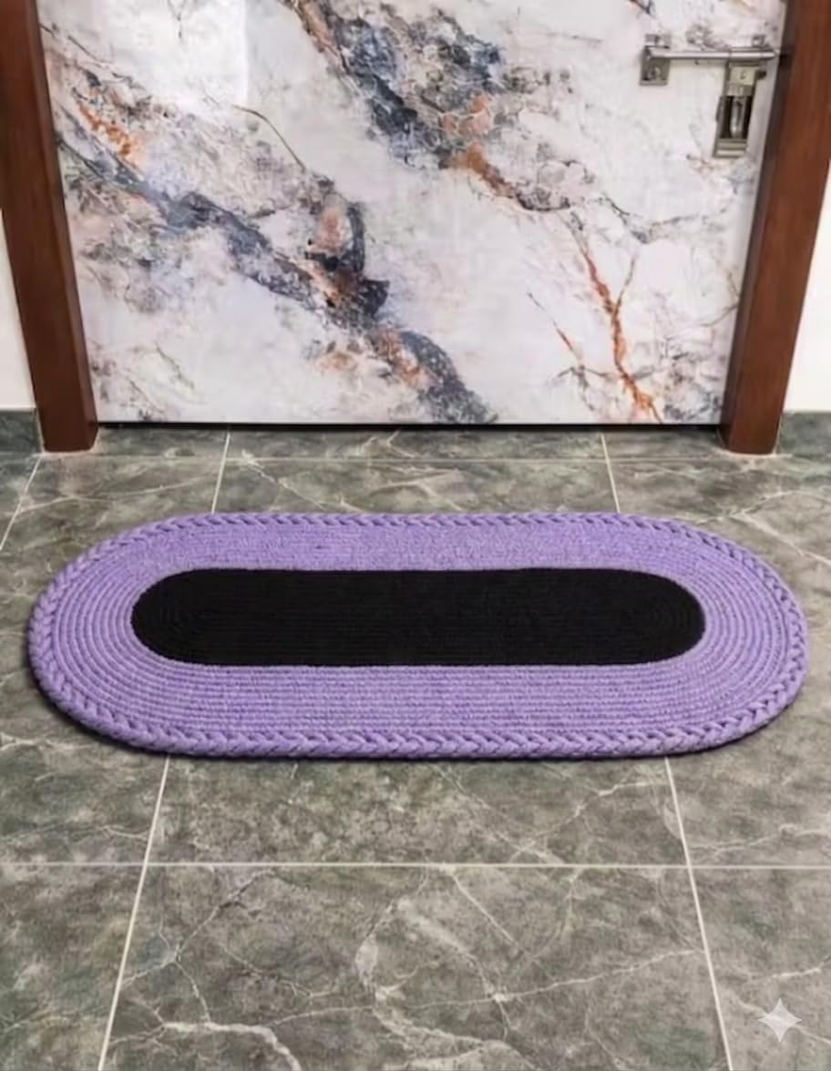 Siya Textiles 33X91 Cm AntiSlip Cotton Doormat | NonSkid Entrance Door Rug | Washable Indoor Outdoor Floor Mat For Home, Bathr