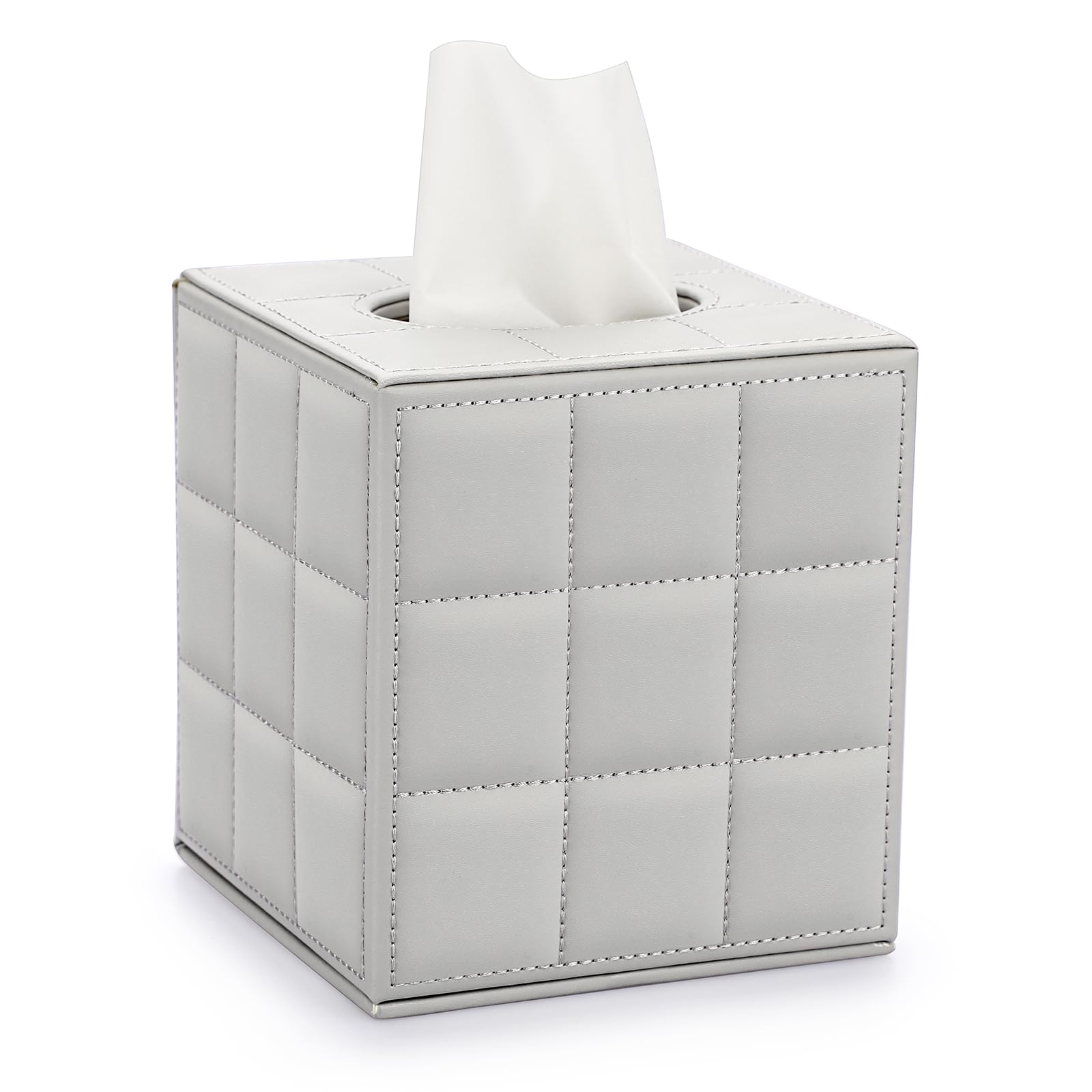 Sumnacon Tissue Box Cover Square Tissue Box Stylish Pu Tissue Box Holder With Magnetic Bottom, Cube Leather Tissue Cover For Liv