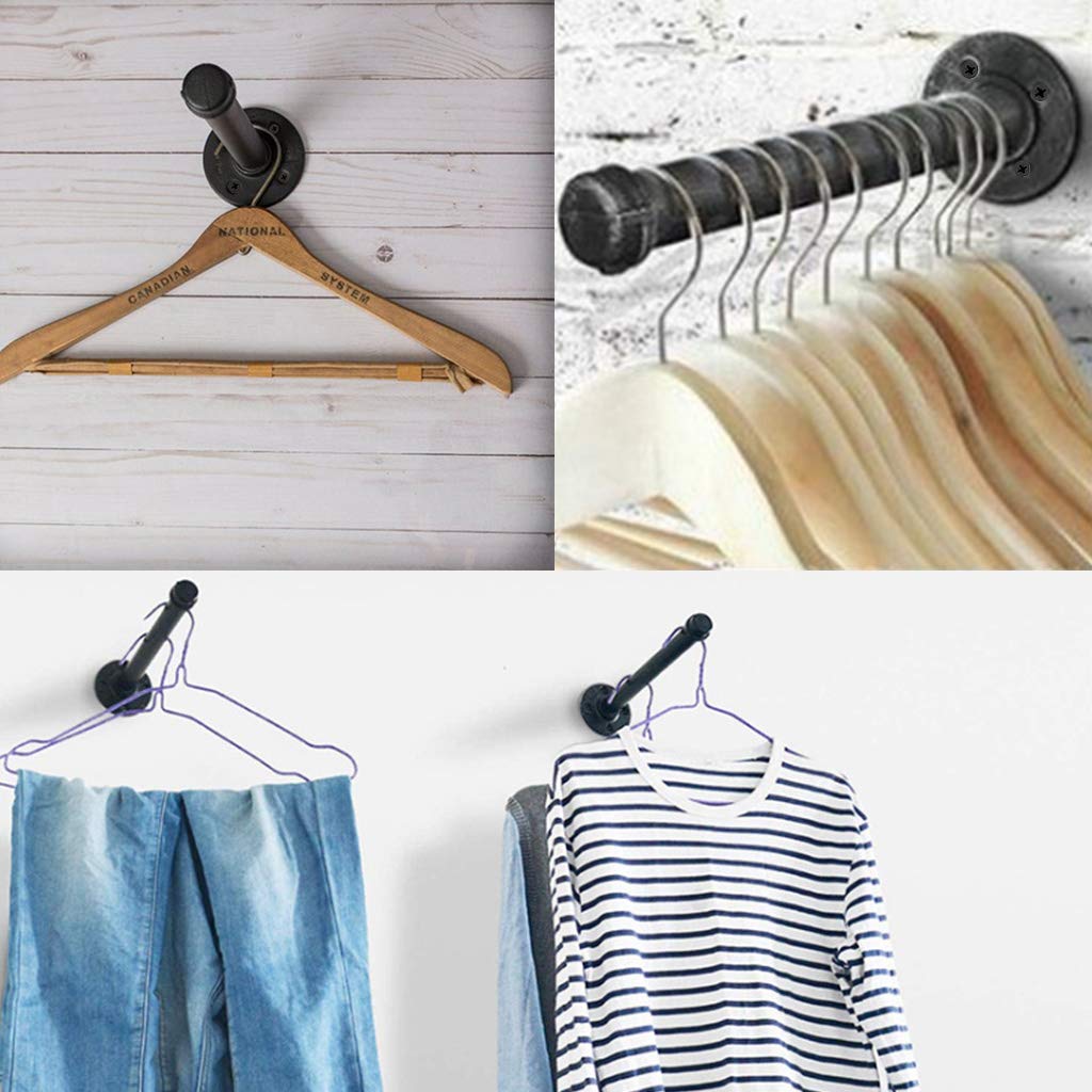 Sumnacon 2 Pcs 12 Inch Industrial Pipe Clothes Bar - Heavy Duty Rustic Metal Coat Hanger With Screws, Wall-Mounted Garment Holde