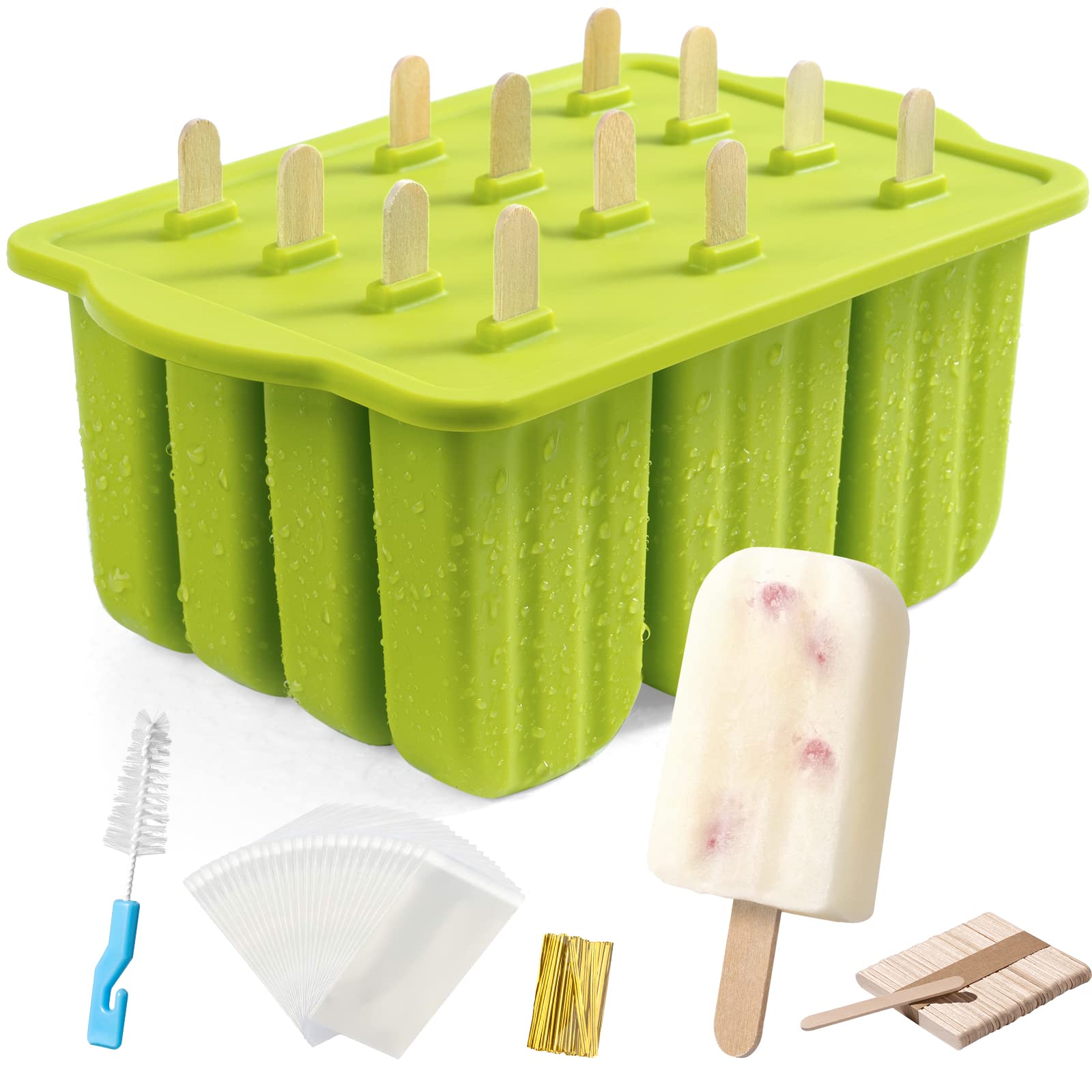 Popsicles Molds, 12 Cavities Silicone Popsicle Molds For Kids Adults Food Grade Popsicle Maker Mold Set Bpa-Free Ice Pop Mold Ho