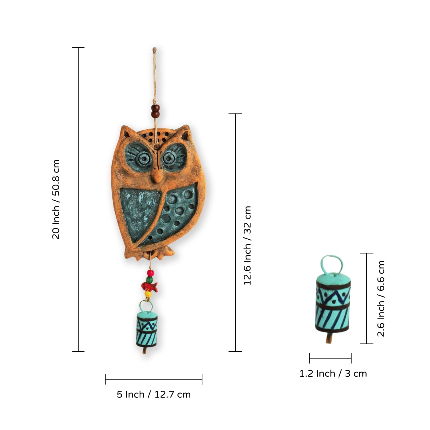 Exclusivelane Wide-Eyed Owl Handmade Terracotta Wall Hanging For Home Decoration (12.6 Inch) | Handpainted Wall Decoration Ite