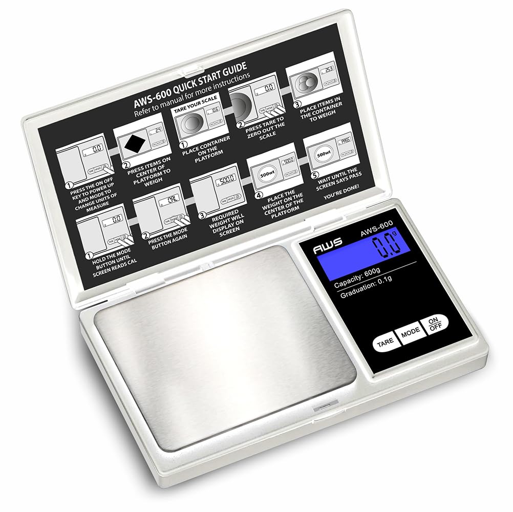 American Weigh Scales 600g x 0.1g Digital Pocket Scale | High Precision Digital Scale LCD Display Multi Unit Conversion Pocket G