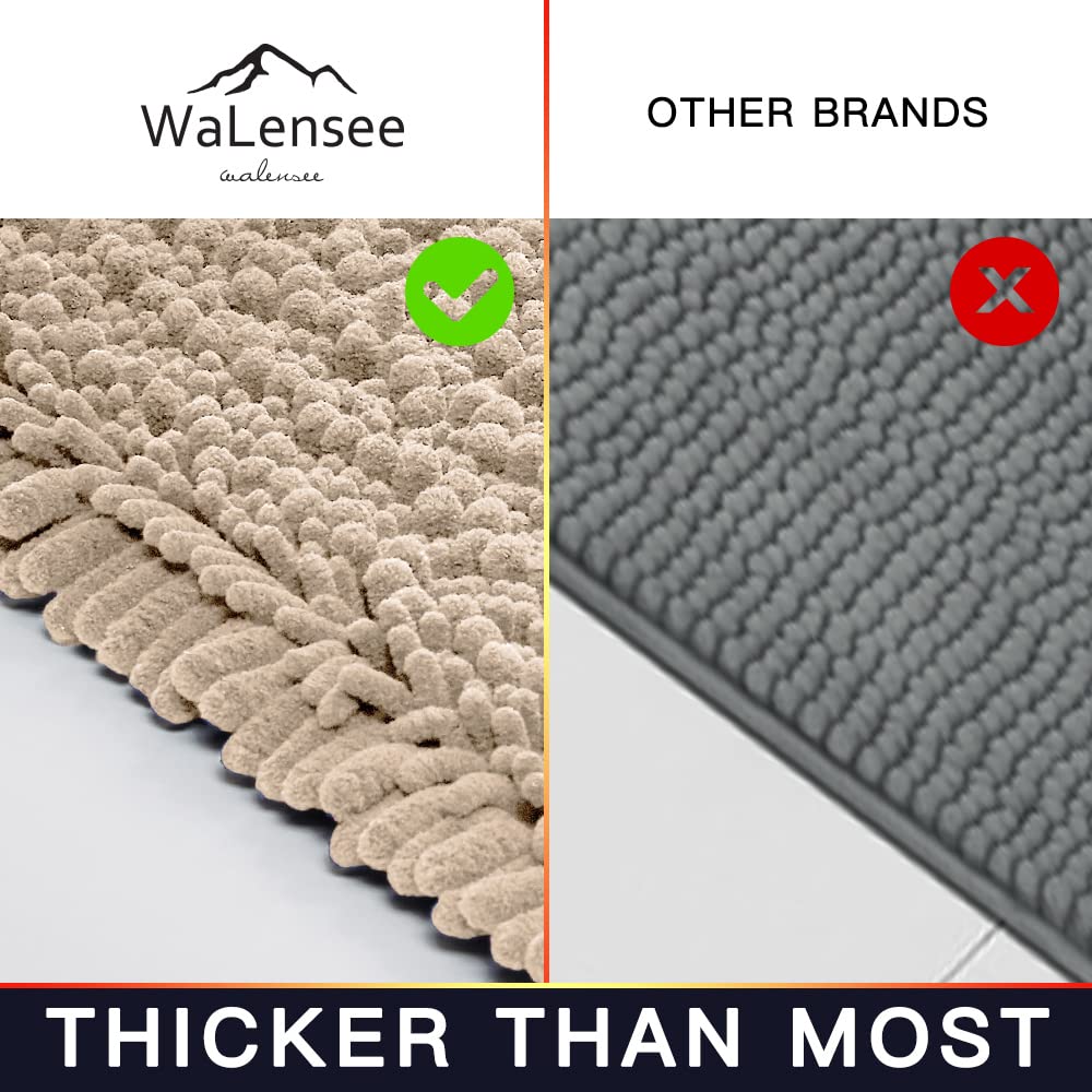Walensee Bathroom Rug 2 Pieces Set Non Slip Bath Mat (20''X32'' Plus 20''X24'' U Beige) Water Absorbent Super Soft Shaggy Chenil