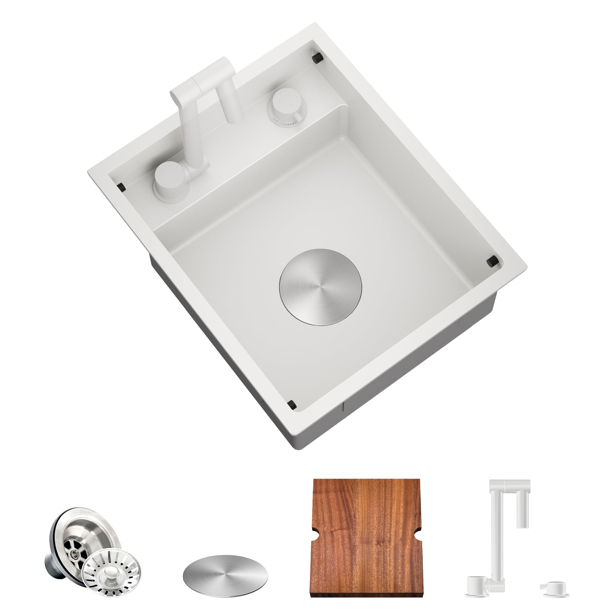 Torva Rv Kitchen Sink, 15 X 18 X 7 Inch Undermount Bar Sink 16 Gauge Stainless Steel Single Bowl Sink With Foldable Faucet Cutti