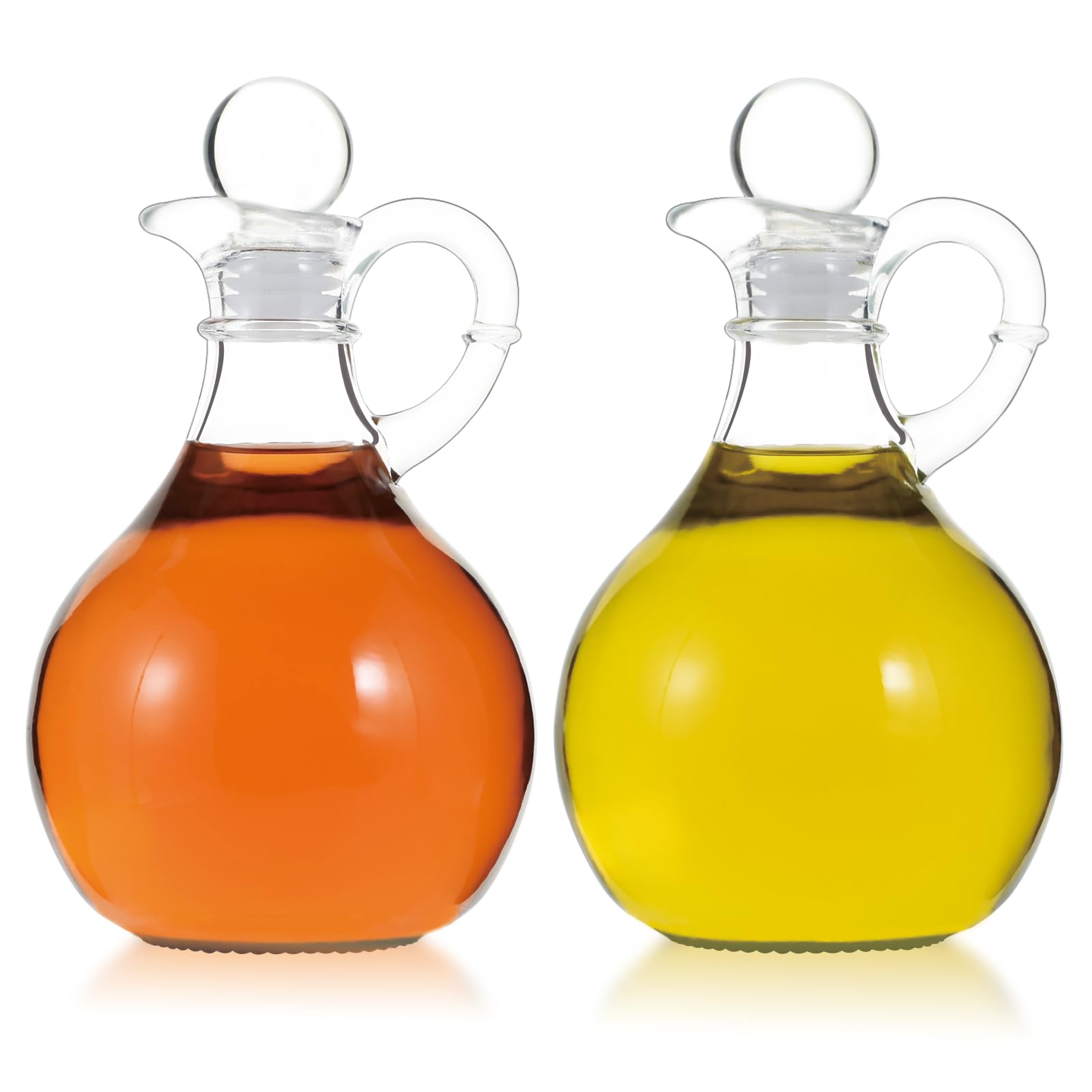 Wongblee Oil and Vinegar Cruet Set of 2, Glass Oil and Vinegar Dispenser with Airtight Stopper, Glass Condiment Container for Ho