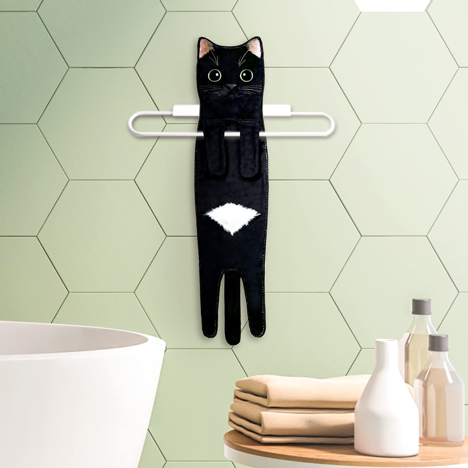 Hawgiman Hand Towels For Bathroom Kitchen,Cute Cat Quick-Dry Hanging Hand Towels Decorative For Bathroom Face Towels,Funny Gifts