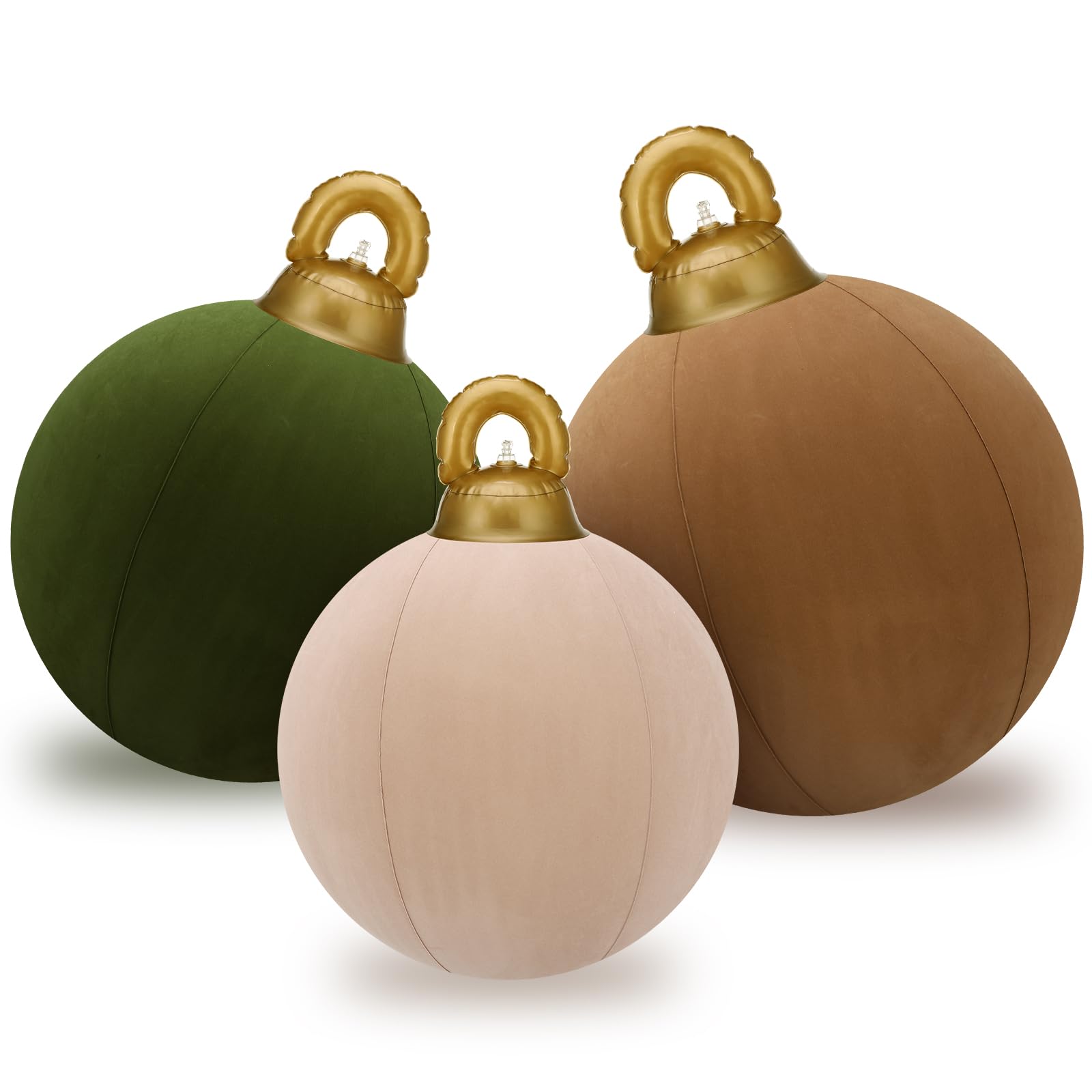 Jenaai 3 Pcs Giant Velvet Christmas Inflatable Ball Ornament Large PVC Christmas Inflatable Balls 3 Size 24  20  18  Xmas Hangin