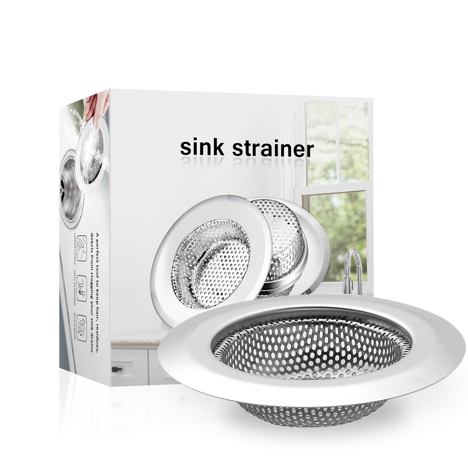 Iafand 4 Pcs Sink Drain Strainer, Stainless Steel Kitchen Sink Strainer Drain Plug Filter Strainer With Large Wide Rim 4.5'' For