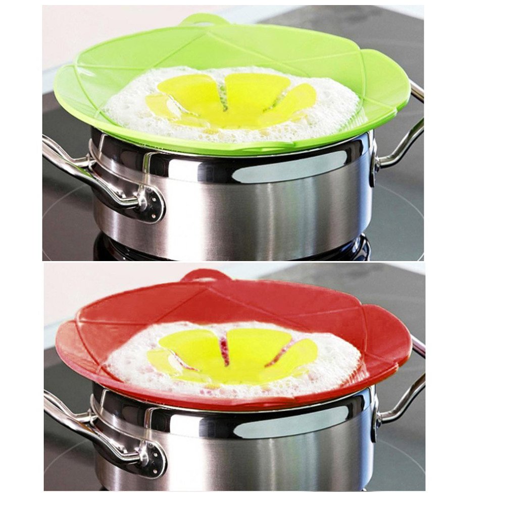 Oysir 2Pcs Spill Stopper Lid Cover, Boil Over Safeguard, 10.2 Inch Silicone Spill Stopper Pot Pan Lid, Multi-Function Cooking To