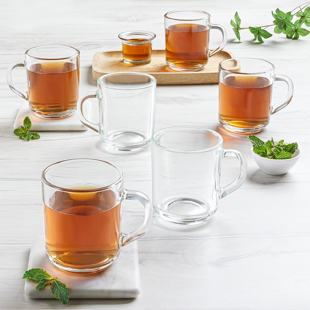 Borosil Latte 240 Ml Tea/Coffee Mug Set Of 6 Pc | Borosilicate Tuff Glass | Microwave & Dishwasher Safe | Transparent