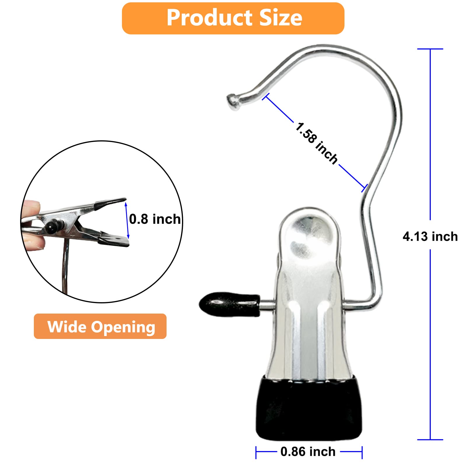 Boot Hangers For Closet, 12 Pack Hanging Clips Hook Clothes Pins For Laundry, Hanger Clips Towel Clips Boot Organizer For Home A