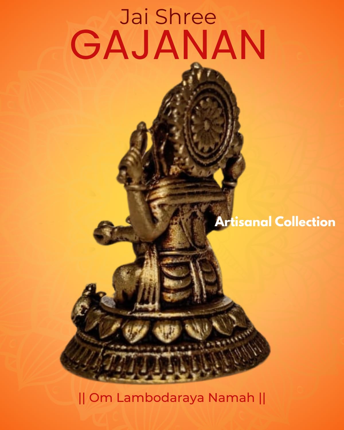 Artisanal Collection Pure Brass Lord Ganesha Idol For Home Decor, Car Dashboard & Pooja Room - Small Ganesh Ji Ki Murti Figurine