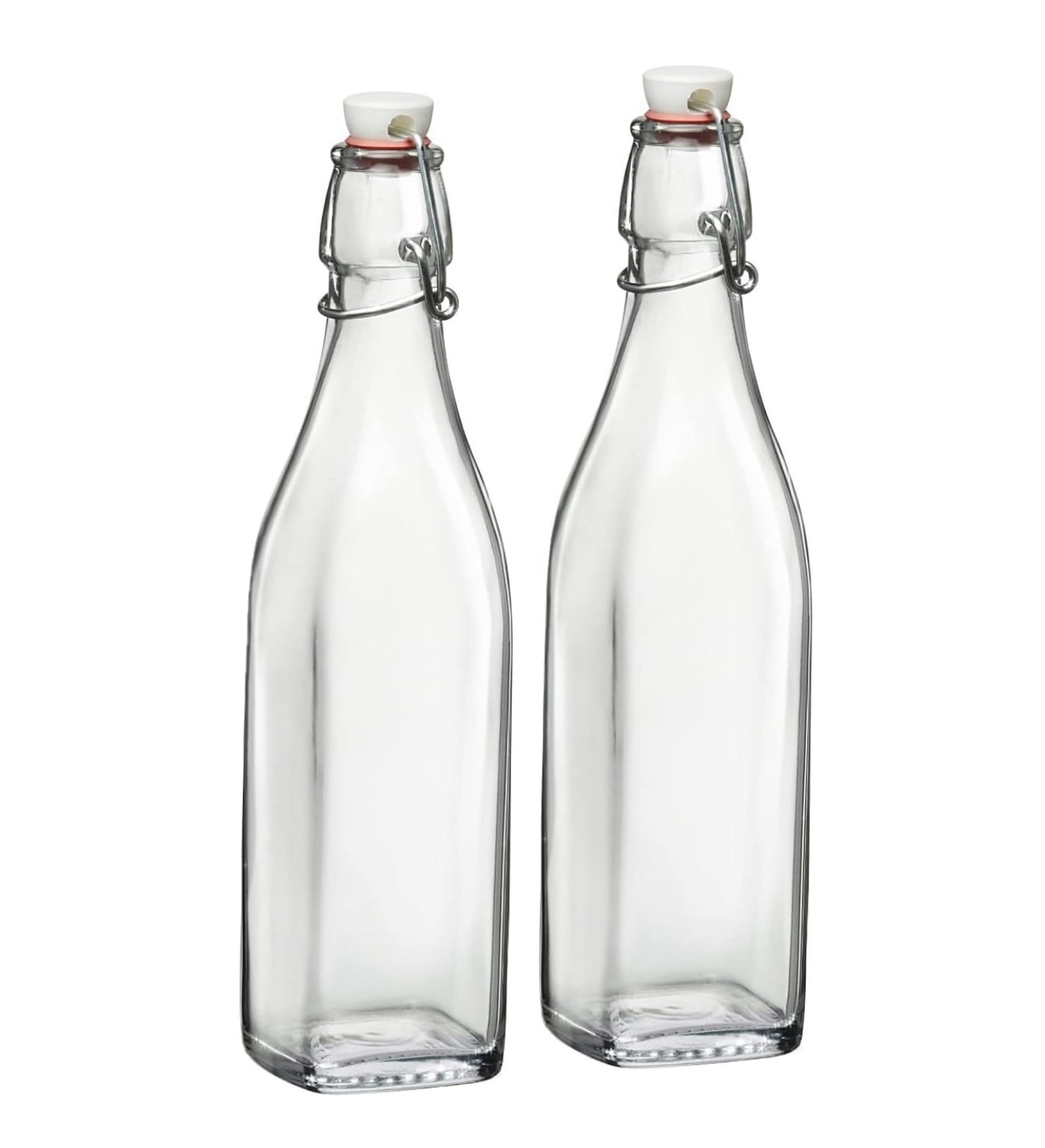 Bormioli Rocco Swing Top Glass Bottle (Set of 2) - 17 oz Reusable Container with Secure Metal Clasp, Ideal for Homemade Juices, 