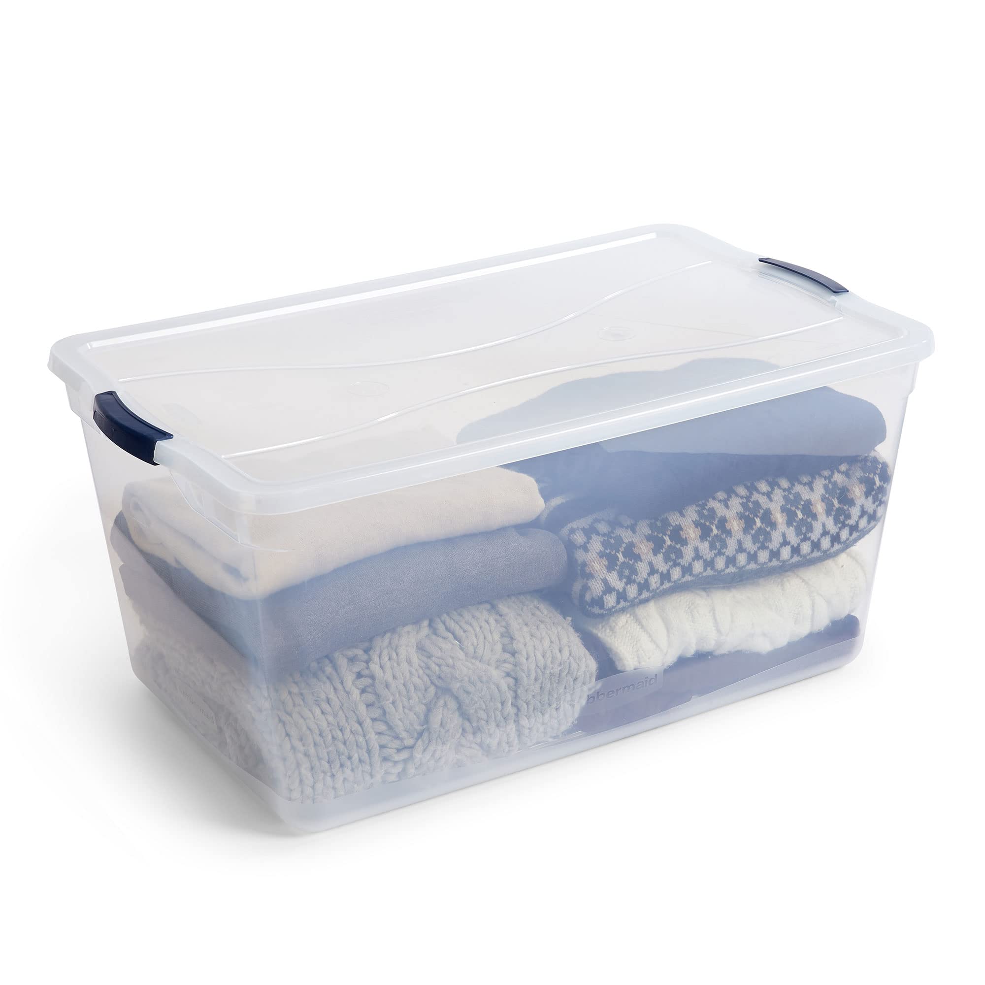 Rubbermaid Cleverstore Clear 95 Qt, 4-Pack, Made In Usa, Stackable Large Clear Storage Bins With Lids, See-Through Plastic Stora