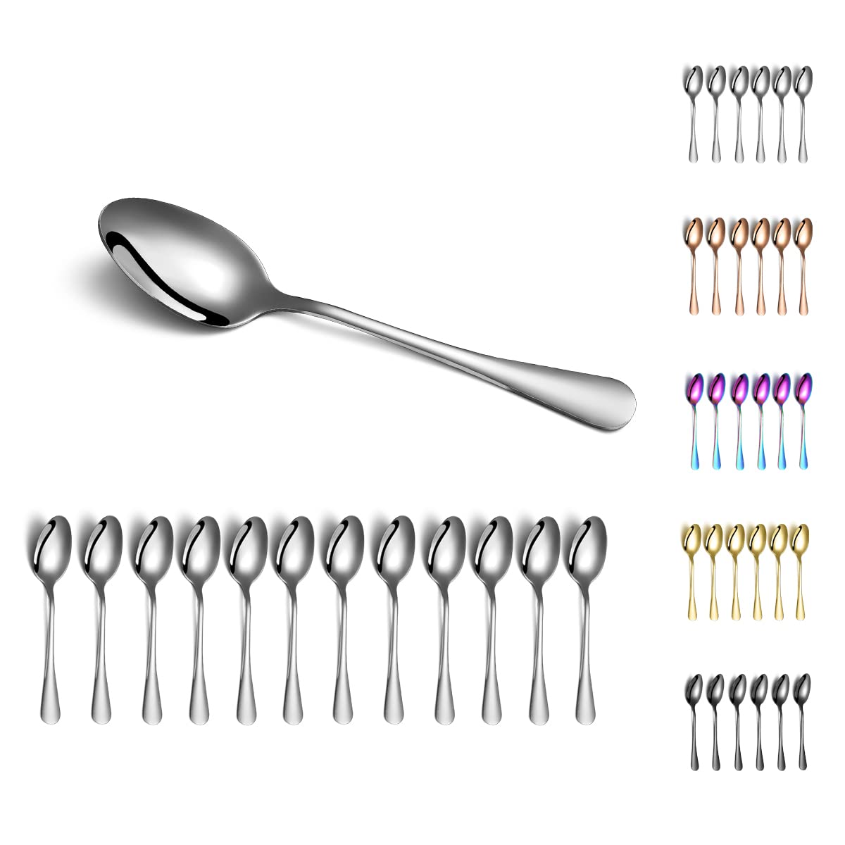 Dinner Spoons, Kyraton 12 Pieces 7.5'' Stainless Steel Table Spoon, Soup Spoons, Spoons Sliverware Dishwasher Safe Set Of 12