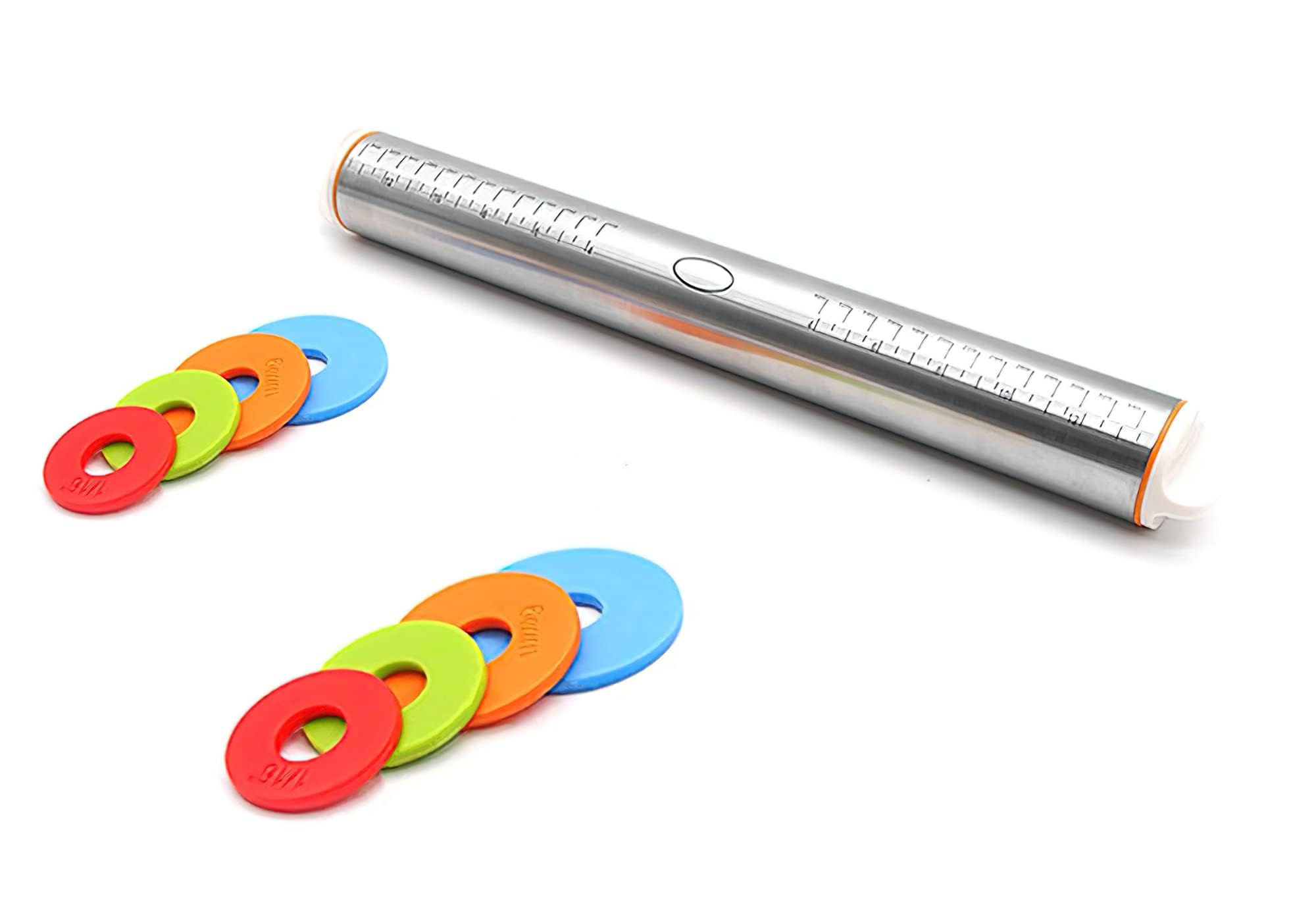Thymart Stainless Steel Rolling Pin For Pizza, Burger Dough Roll - Baking Roller - With Thickness Controller. Adjustable Rolling