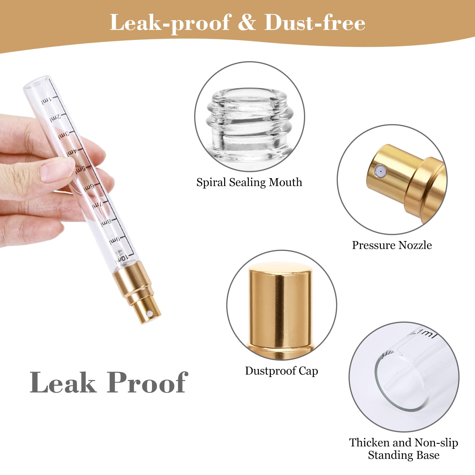 Beomeen 12Pcs 10Ml Clear Glass Perfume Travel Refillable Spray Bottles, Mini Perfume Bottle Empty, Portable Cologne Atomizer Spr