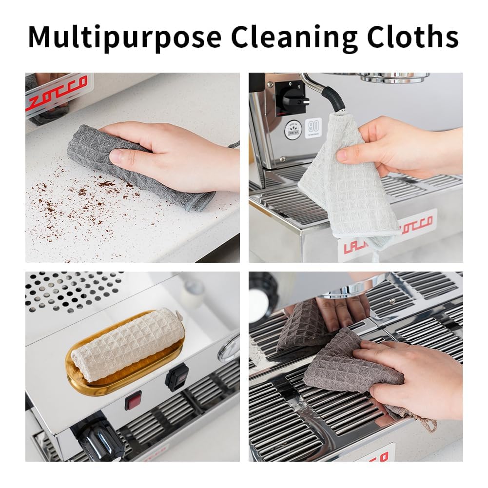 Watchget Barista Microfiber Cloths - 4 Pack (12''X12'') Professional Cleaning Towels For Espresso Machines, Steam Wands & Counte