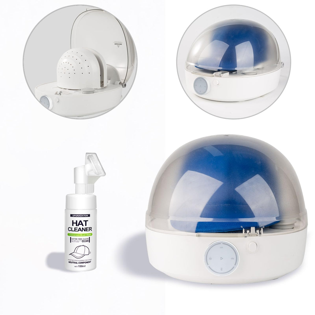 Automatic Cap Cleaner With Steam And Dry,Steam Cleaning&Ironing And Drying For Bucket Hat Baseball Cap,Hat Cleaner&Dryer For Tru