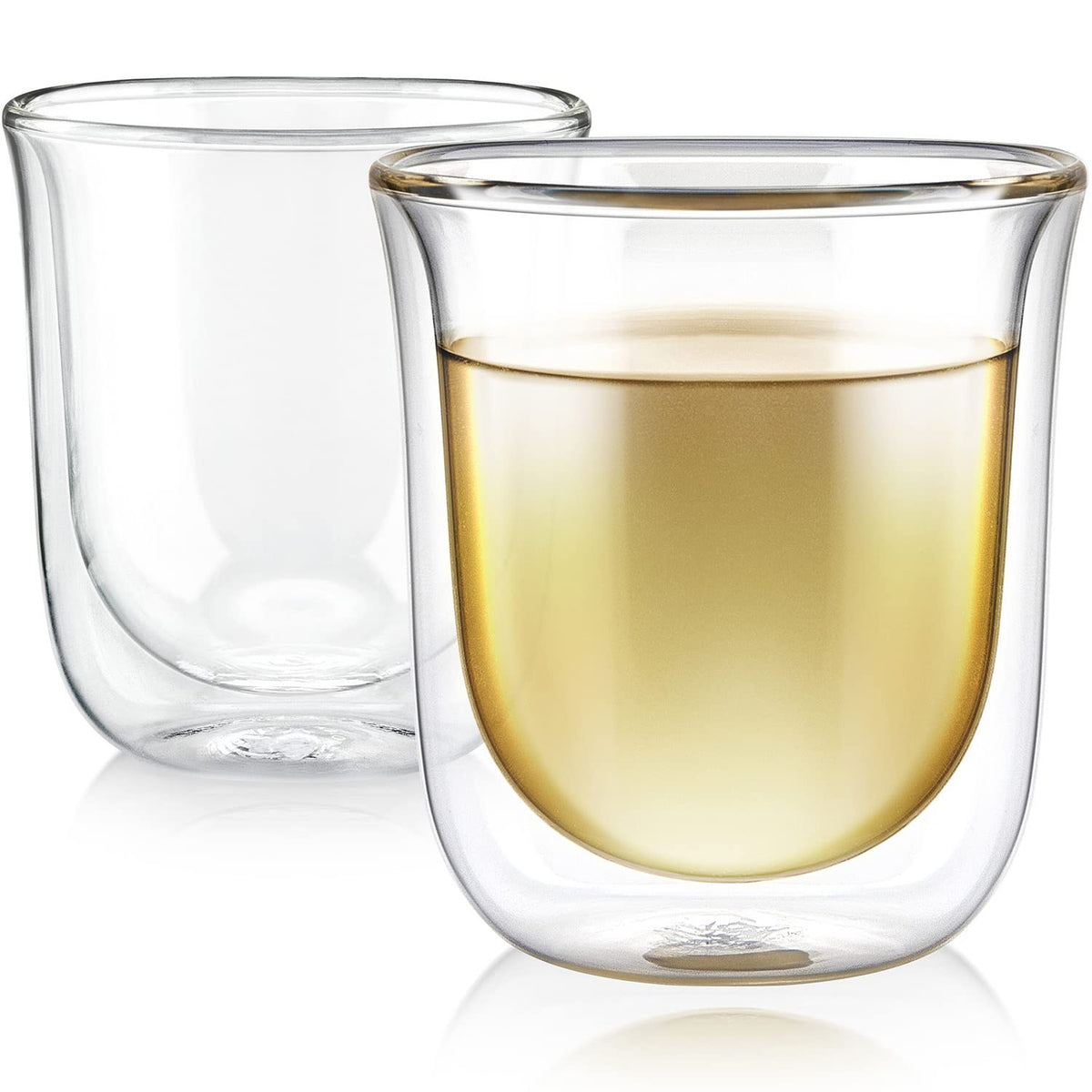 Teabloom Tulip Insulated Glasses For Tea, Espresso And Other Beverages - Double Walled Heatproof Glass Maintains Drinks Hot/Cold