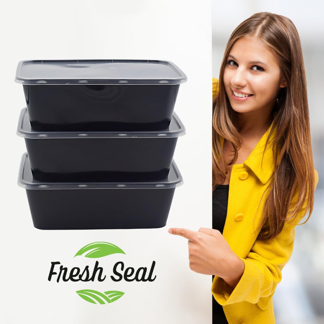 Fresh Seal Reusable Rectangle Plastic Food Storage Containers With Lids- Fridge, Microwave Safe- Ideal For Food Delivery, Kitche