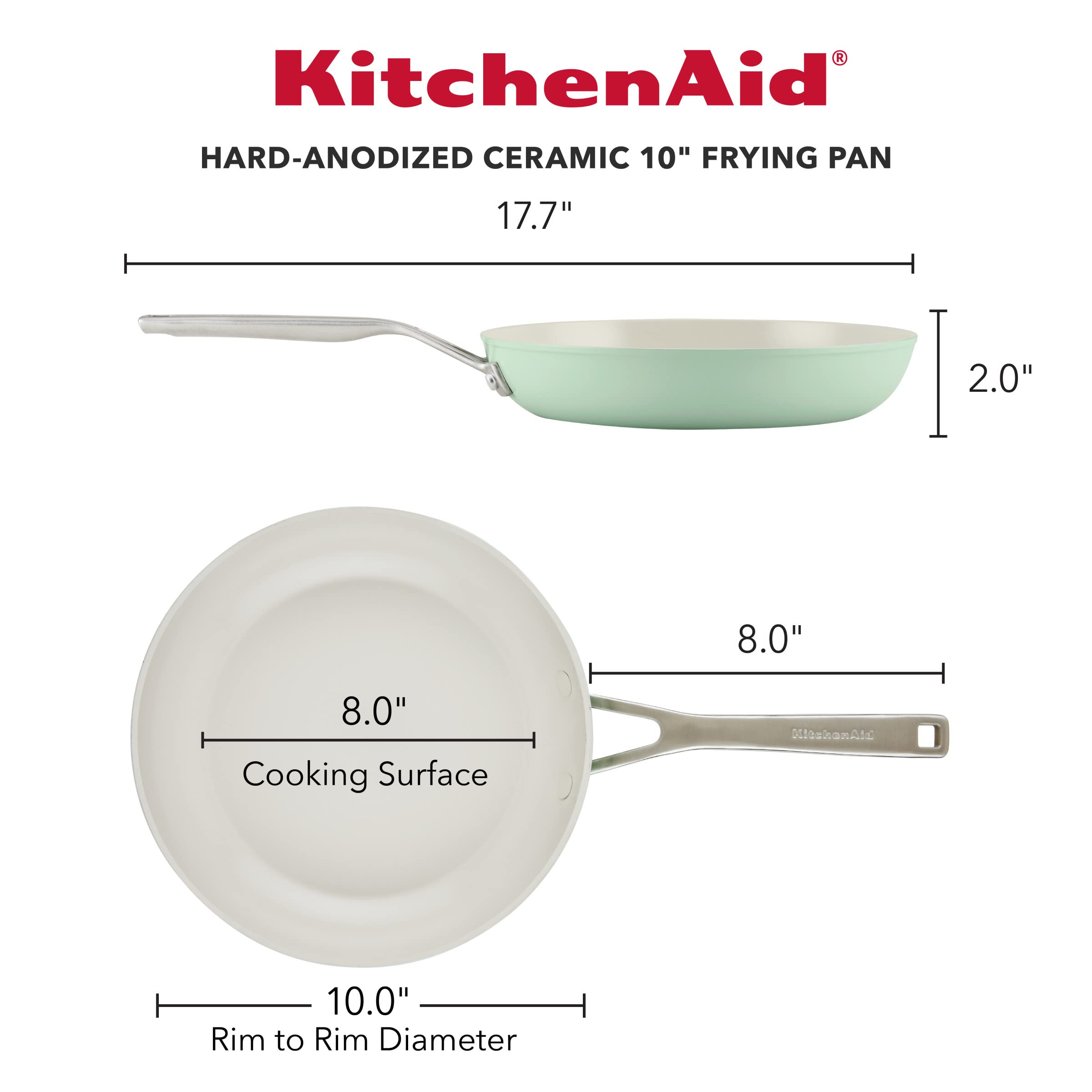 Kitchenaid Hard Anodized Ceramic Nonstick Frying Pan/Skillet, 10 Inch, Pistachio