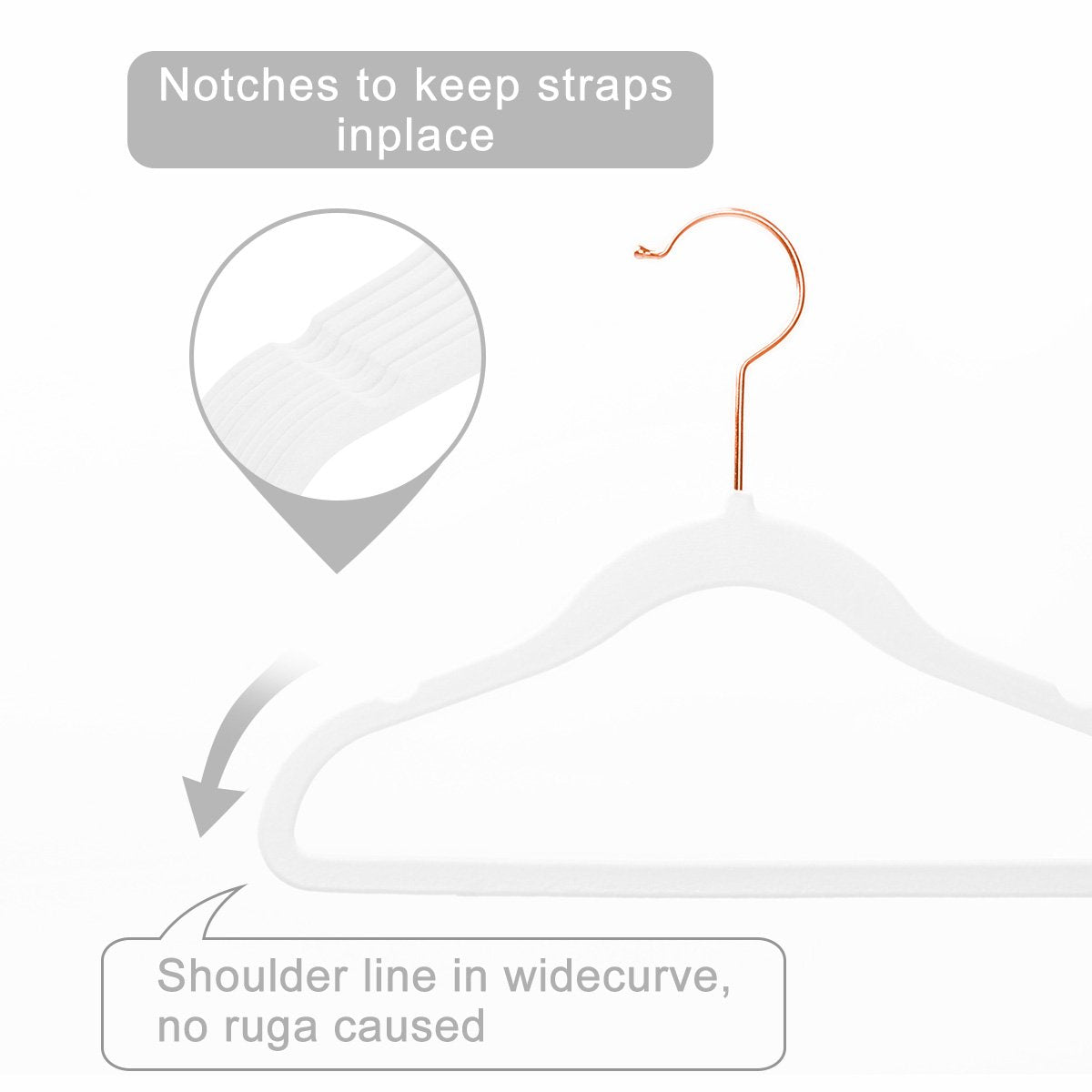 Mizgi Premium Kids Velvet Hangers (Pack Of 50) With Copper/Rose Gold Hooks,Space Saving Ultra Thin,Non Slip Baby Hangers For Chi