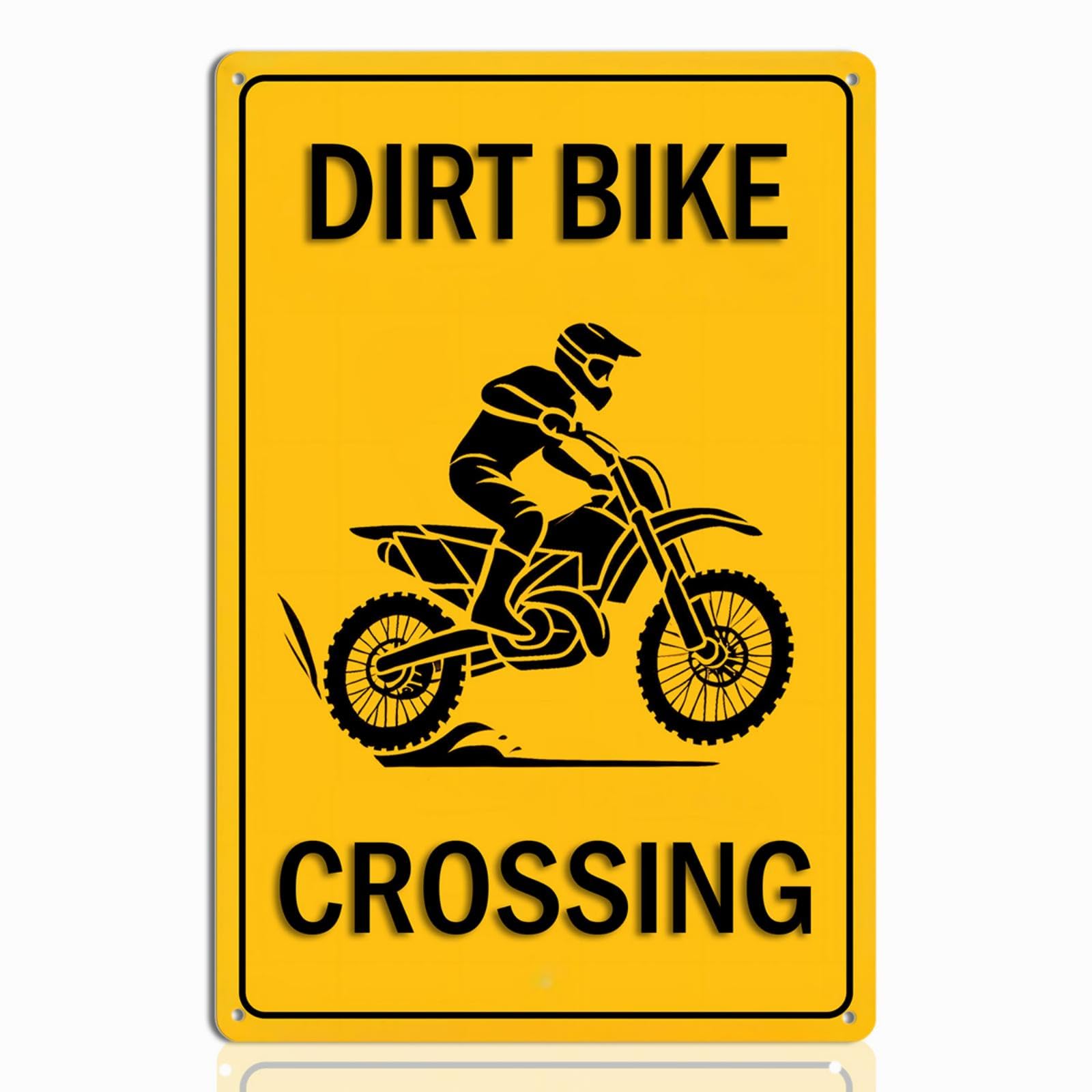 Dirt Bike Crossing Tin Sign - Motocross Garage Wall Decor, Dirt Bike Gifts for Men, Boys, and Enthusiasts, Man Cave Accessories,