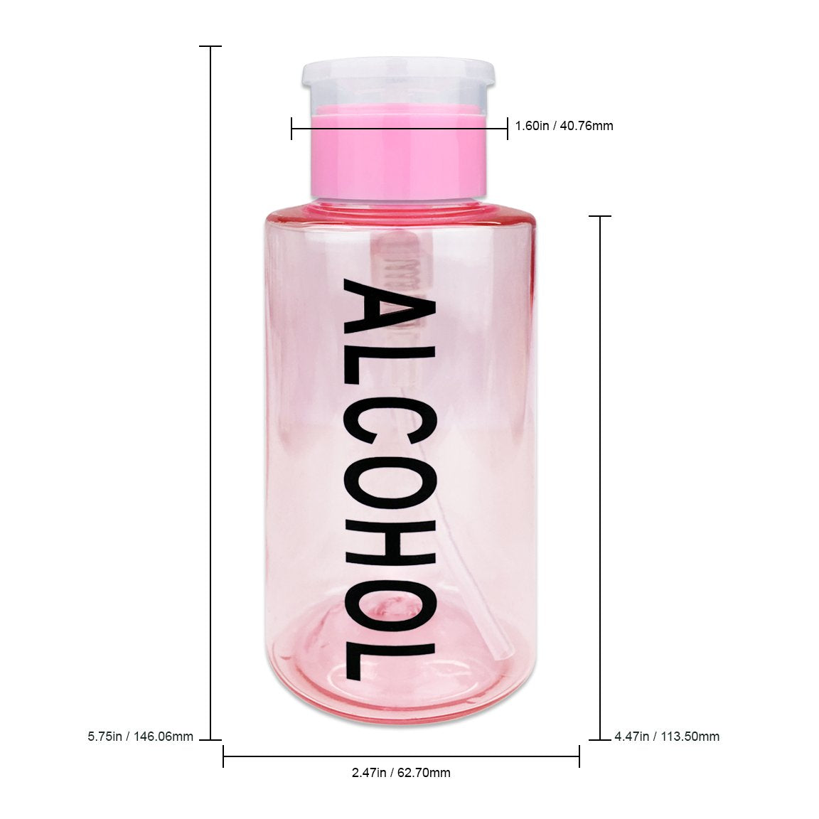 10Oz Push Down Pump Dispenser Flip Top Cap Refillable Empty Bottle - Pinl With Word Imprint - Lockable Travel Cosmetic Packaging