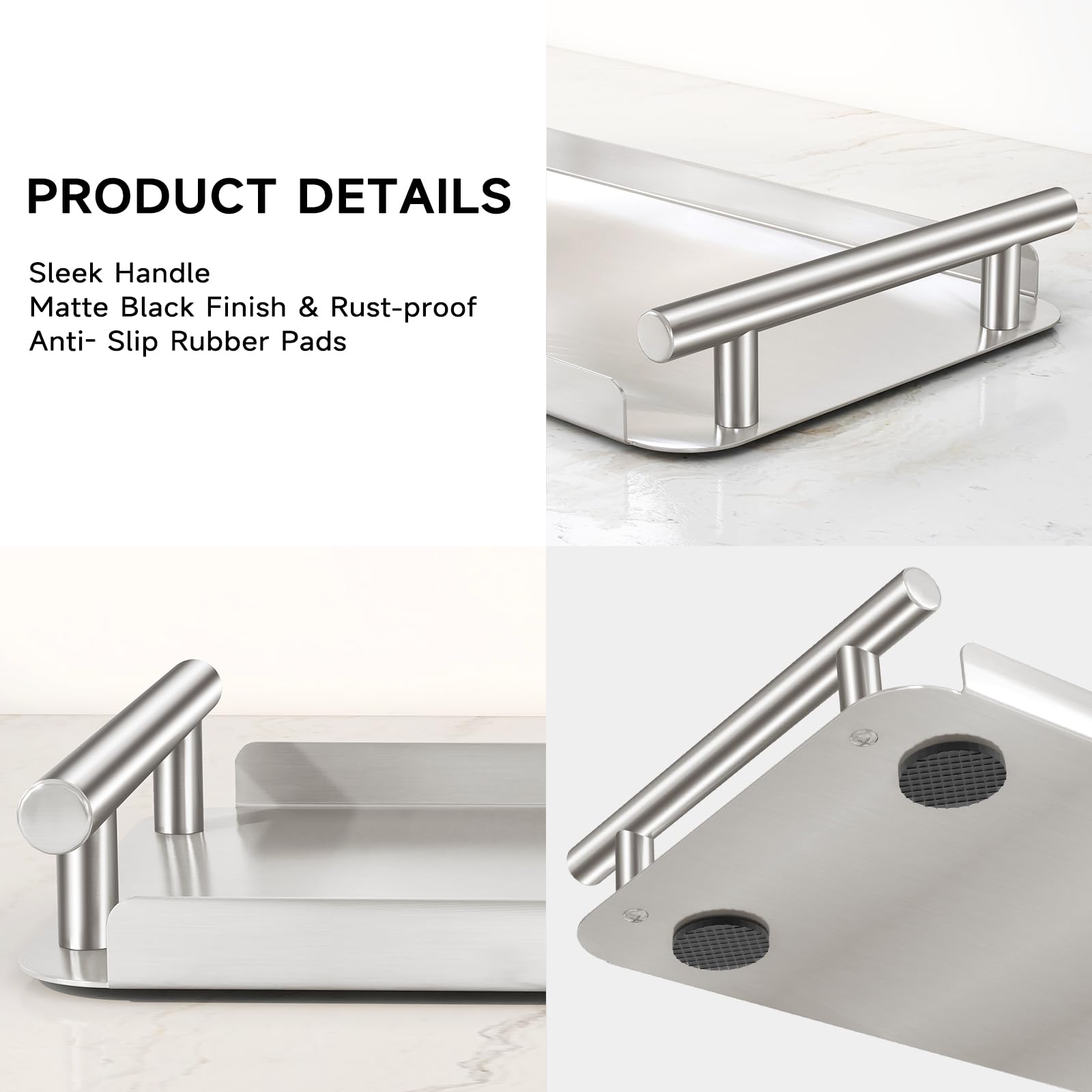 Toilet Paper Basket, Stainless Steel Toilet Tank Tray With Handle For Organizing - Toilet Paper Basket Storage For Toilet Tank,