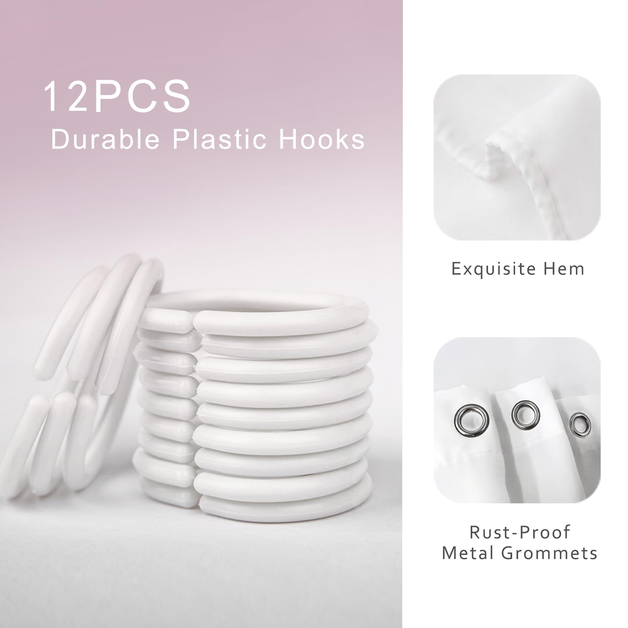 Riyidecor Fashion Pink Shower Curtain 72Wx72H Inch Modern Women White Striped Magazine Books Perfume Flower Inspirational Quotes