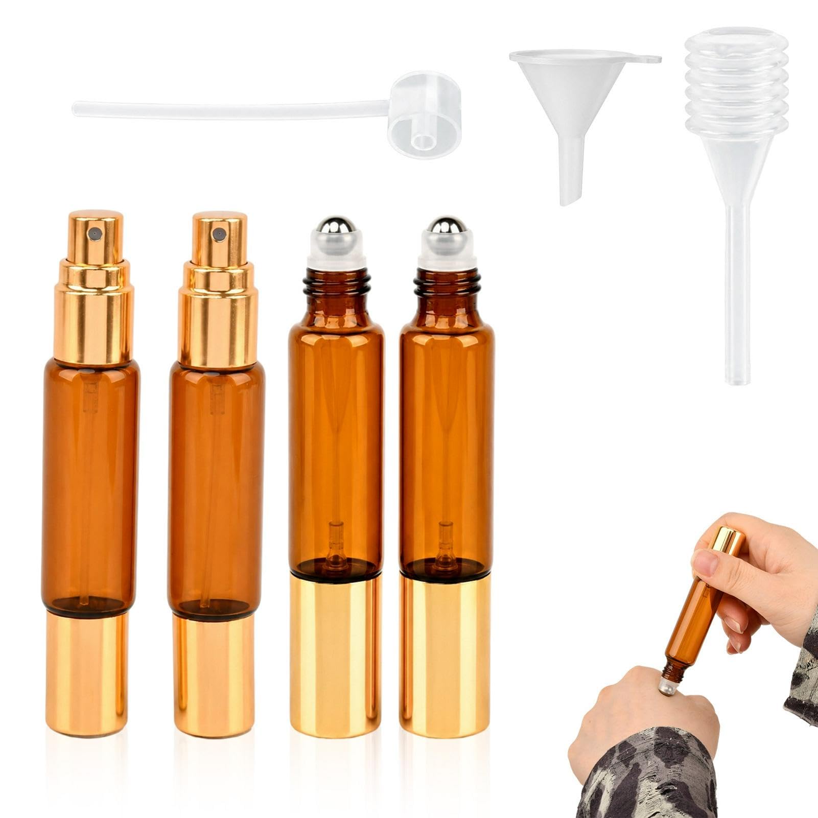 HIRQVMOX 4PCS 10ML Double Ended Travel Perfume Atomizer Bottles