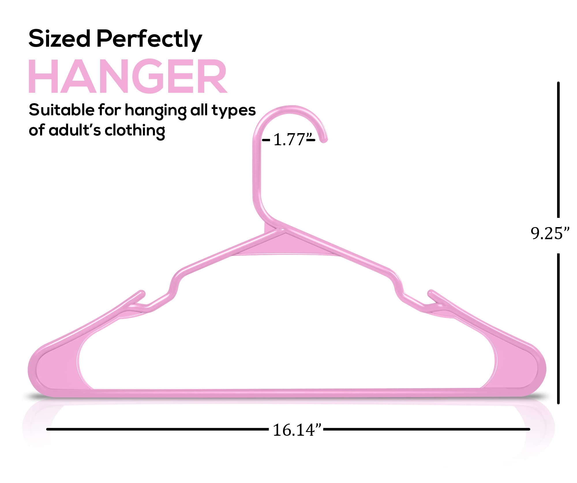 Utopia Home Clothes Hangers 50 Pack - Plastic Hangers Space Saving - Durable Coat Hanger With Shoulder Grooves (Pink)