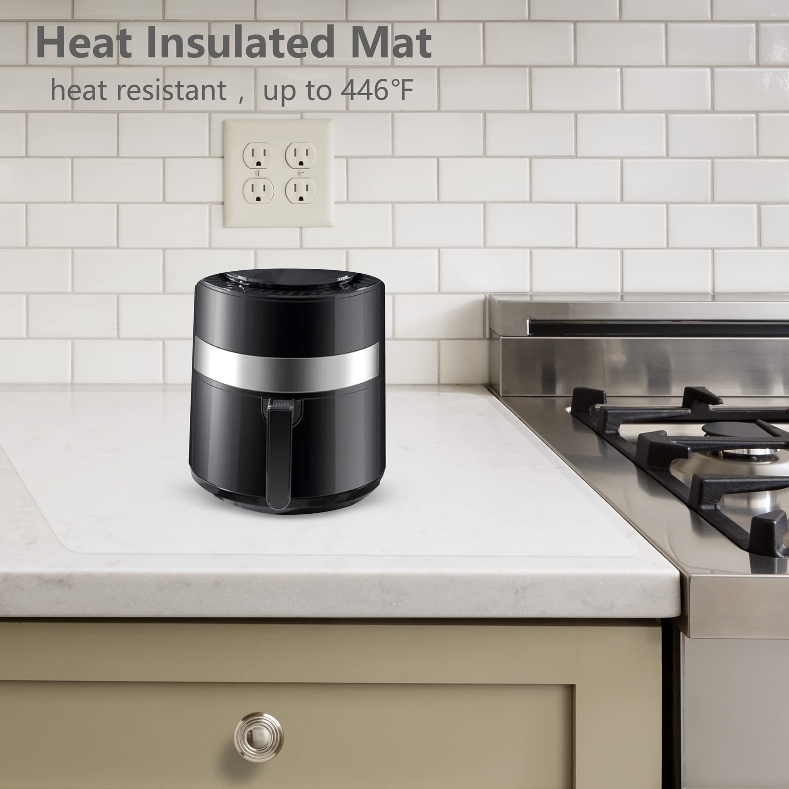 Silicone Counter Mats Set Of 2, Kitchen Countertop Protector, Heat Resistant, Non-Slip, Waterproof, Washable (White - 2 Pcs)