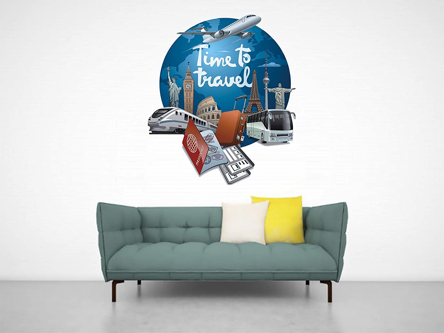 Akki Wold Time Travel 3D Wall Sticker for Kids Room,Bedroom, Living Room, Office, (Size - 60 cm X 52 cm)