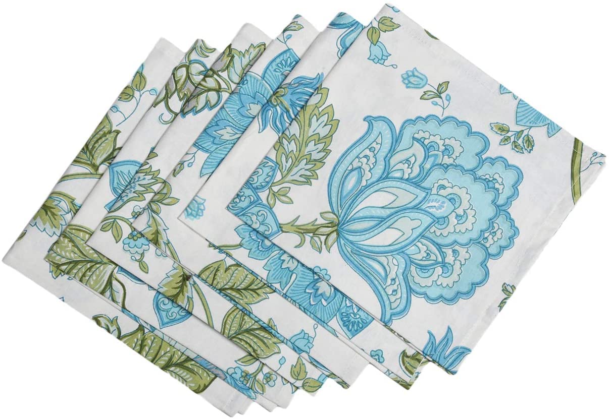 Guru Jee Cotton Napkins Set Of 6 Floral 18X18 Inch Dinner Napkins Table Cloth Napkin Printed Cotton Napkins Washable Table Napki