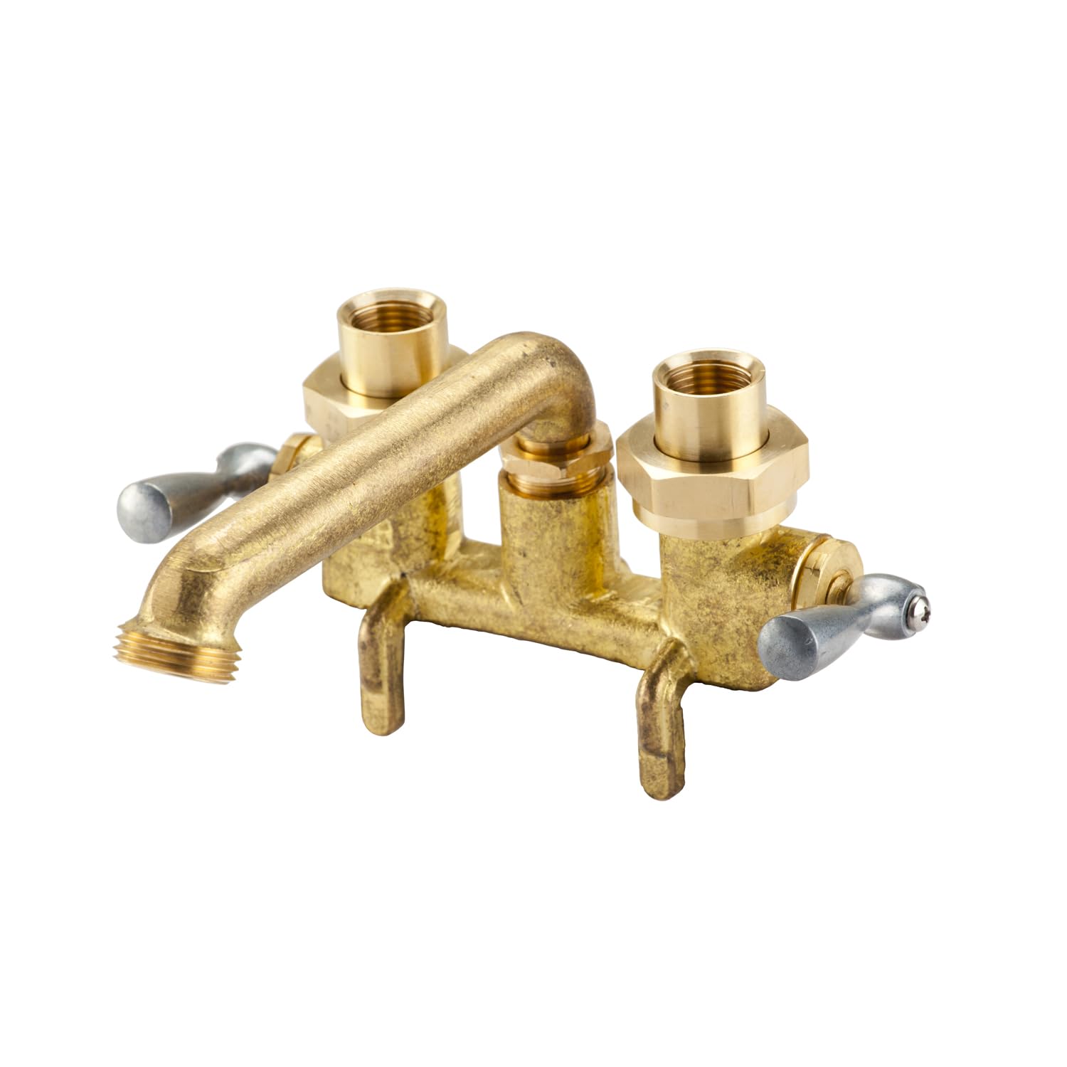 Gerber Classics Two Handle Laundry Faucet, Clamp On Mounting with Threaded Spout, Metal Handles, 7 Inch Spout, Rough Brass Finis
