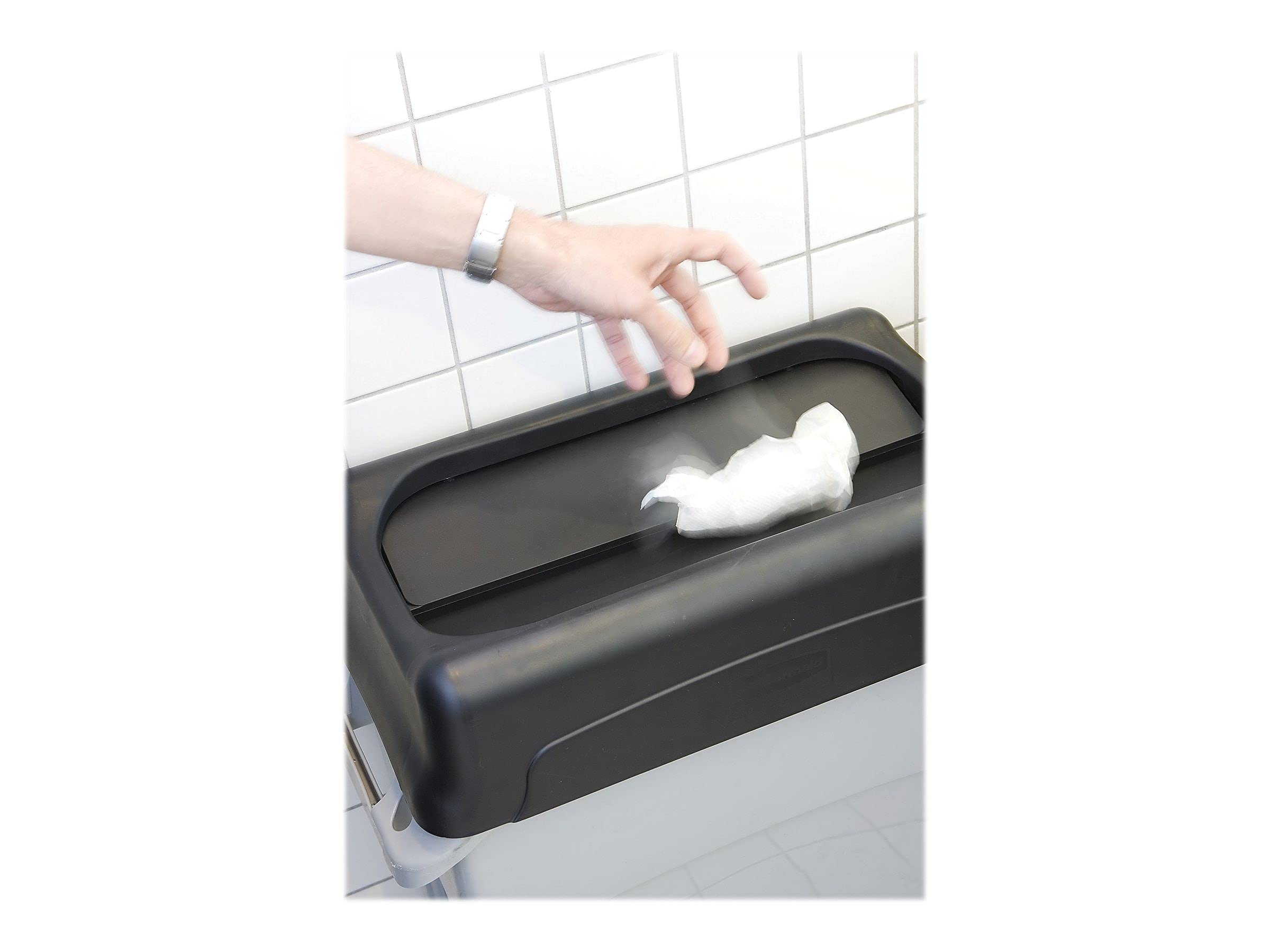 Rubbermaid 267360Bk Swing Top Lid For Slim Jim Waste Containers 11 3/8 X 20 3/8 Plastic Black