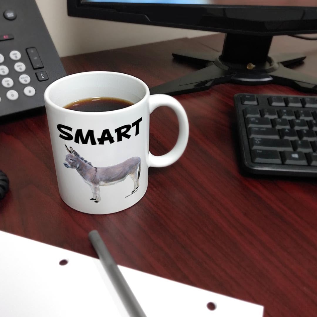 Smart Ass Smartass Donkey Sarcasm Gag Gift 11oz Ceramic Coffee Mug White