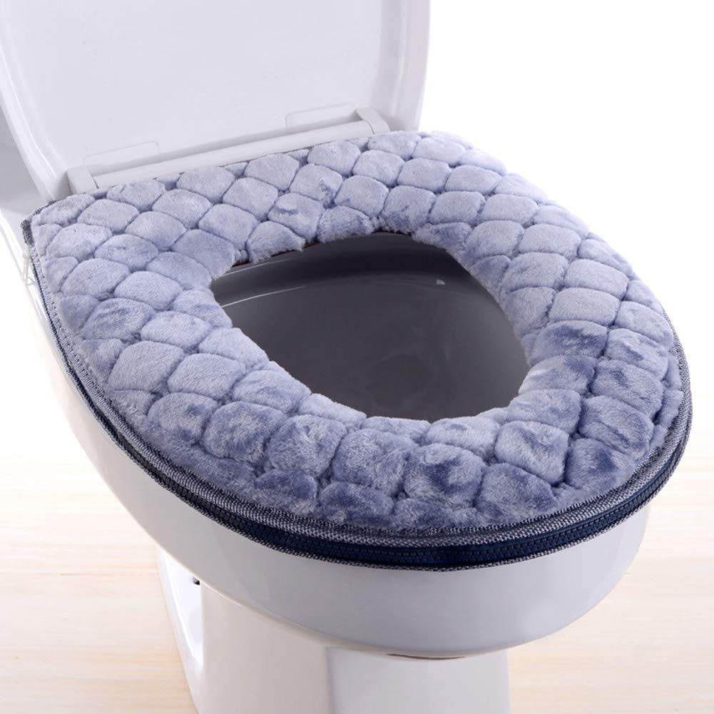 Wdshcr Toilet Seat Cover For Bathroom, Toilet Seat Cushion Covers Soft Thicker Warmer Washable Toilet Seat Cover Pads With Zippe