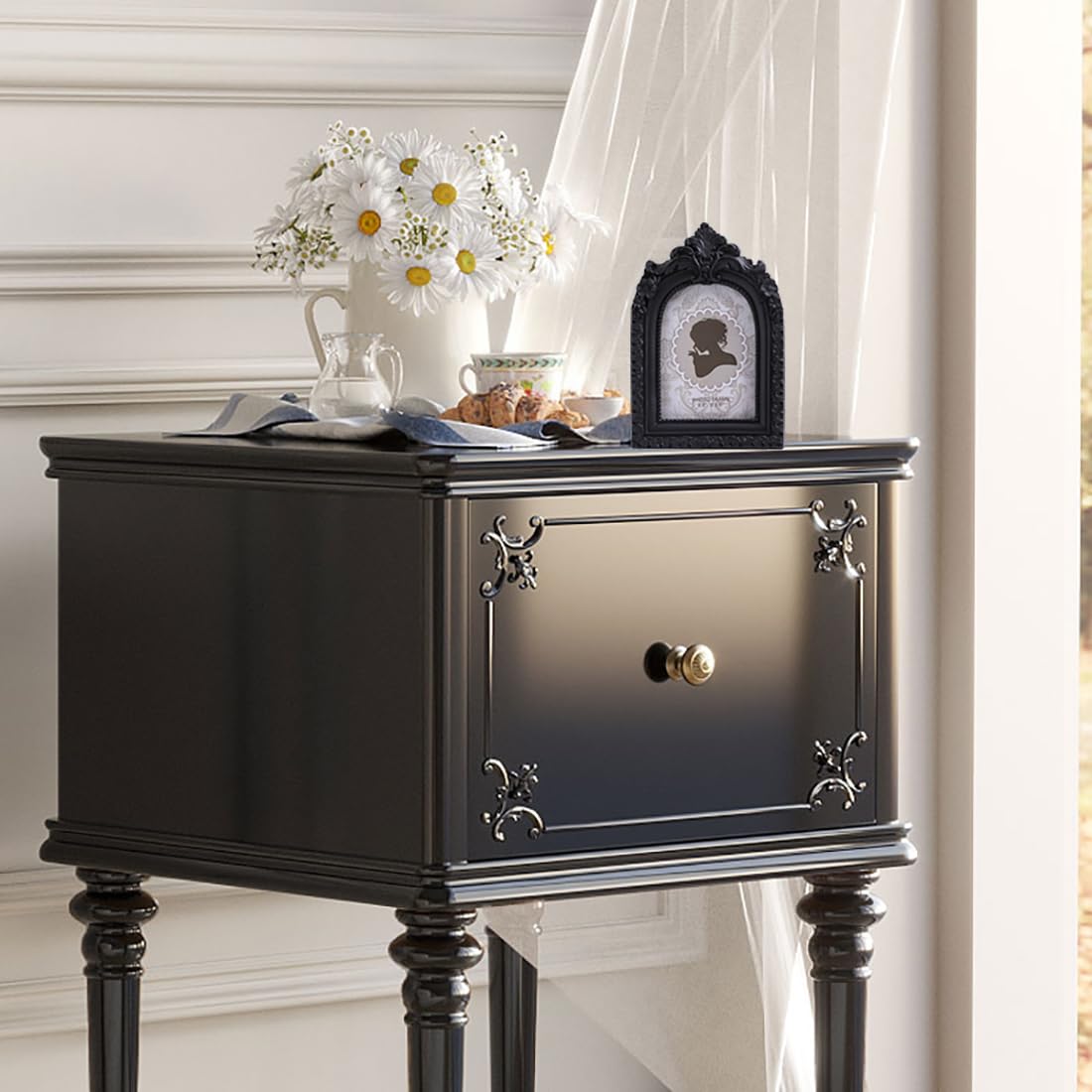 SIKOO Vintage Mini Picture Frame 2.5    3.5 Ornate Black Small Picture Frame Tabletop Wall Mount Small Victorian Gothic Decor