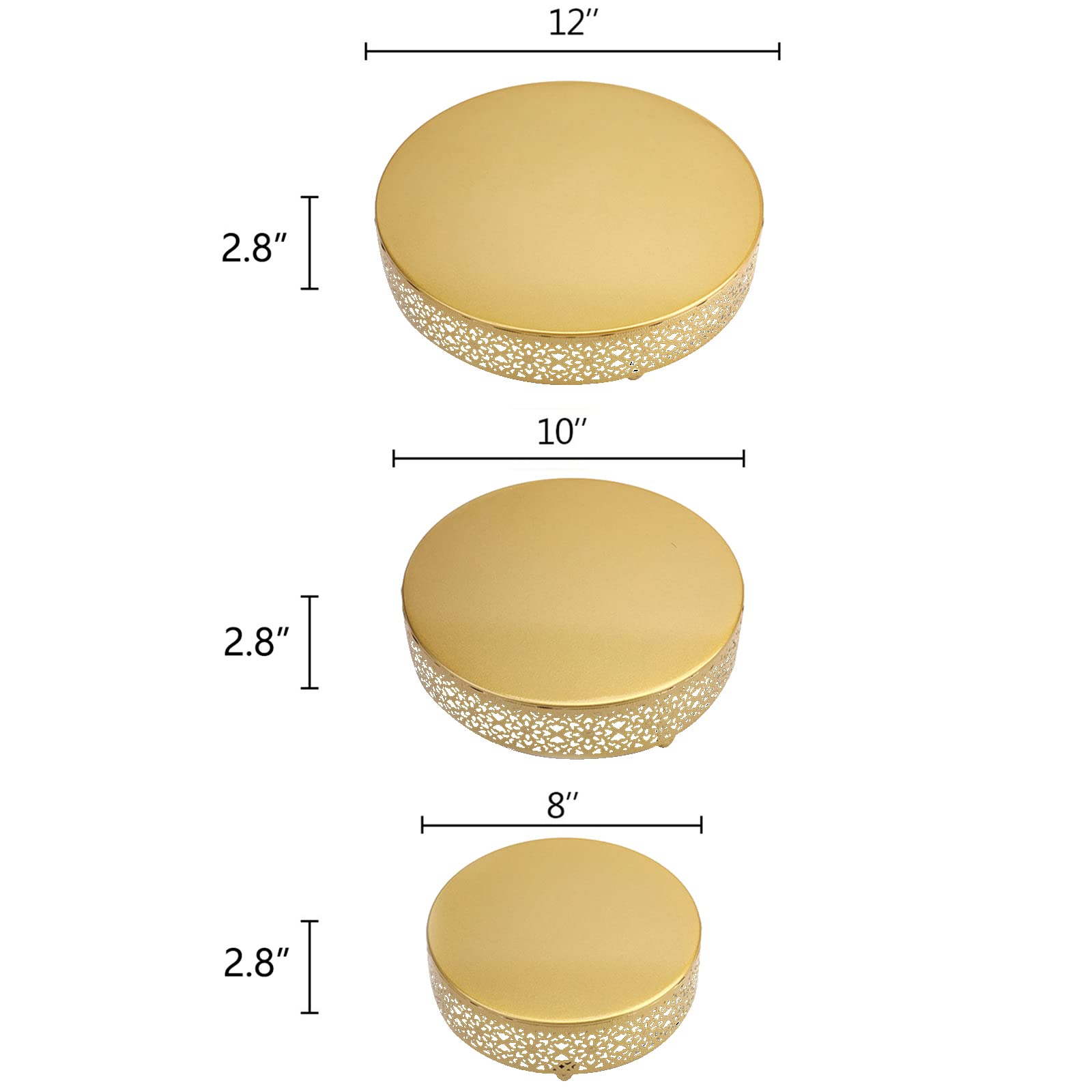 Hedume 3-Piece Cake Stand Set, Round Metal Cake Stands, Dessert Cupcake Pastry Candy Display Plate For Wedding, Event, Birthday