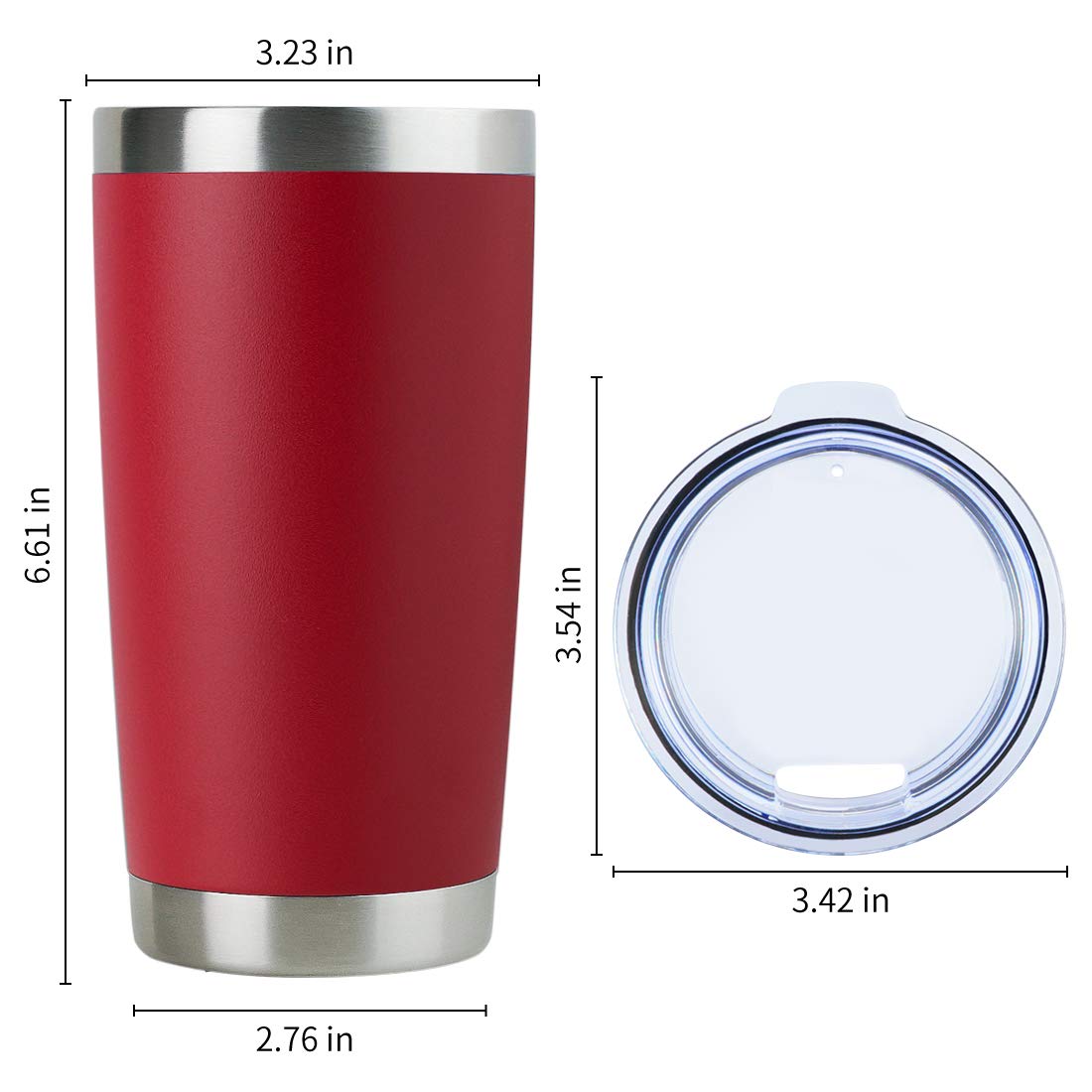 Domicare 20Oz Stainless Steel Tumbler Bulk With Lid, Double Wall Vacuum Insulated Travel Mug, Powder Coated Coffee Cup (Powder R