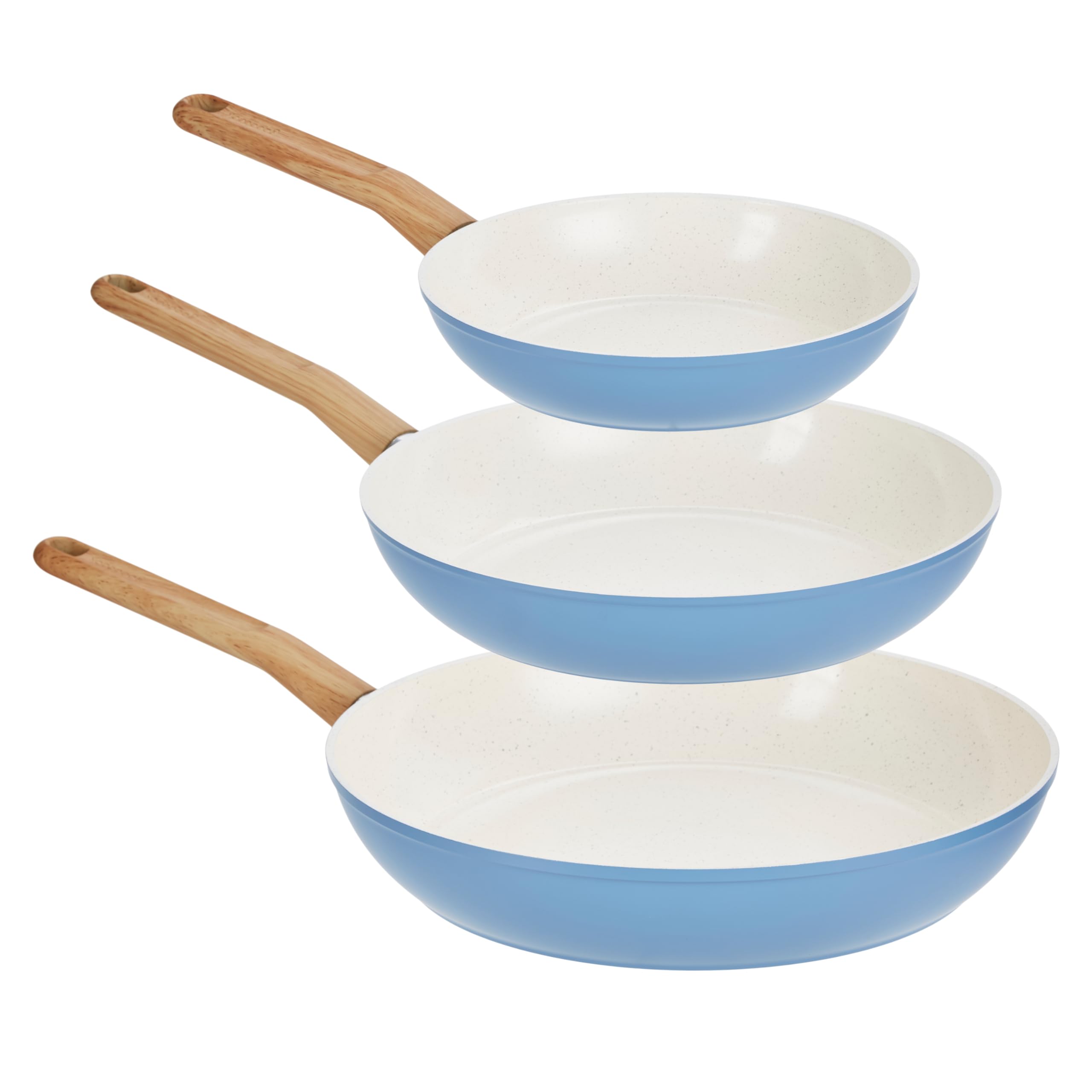 GoodCook Healthy Ceramic Titanium-Infused 3-Piece Fry Pan Set, Light Blue - Induction Cookware, Nonstick Cooking Pan, Frying Pan