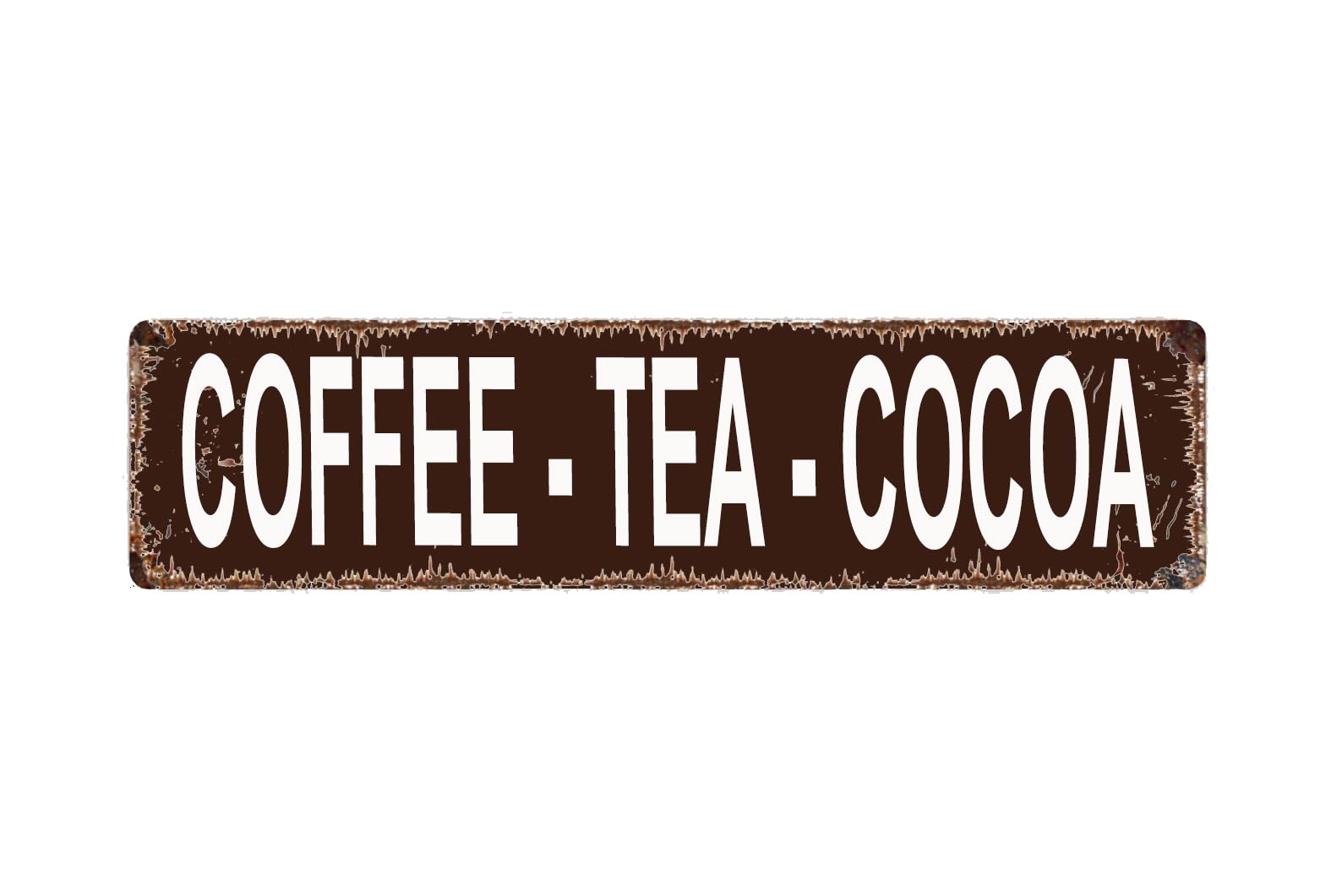 TENAGE Vintage Brown Aluminum Coffee Tea Cocoa Sign, 4x16 Inch, Rustic Style, Home, Bar, Office, Outdoor